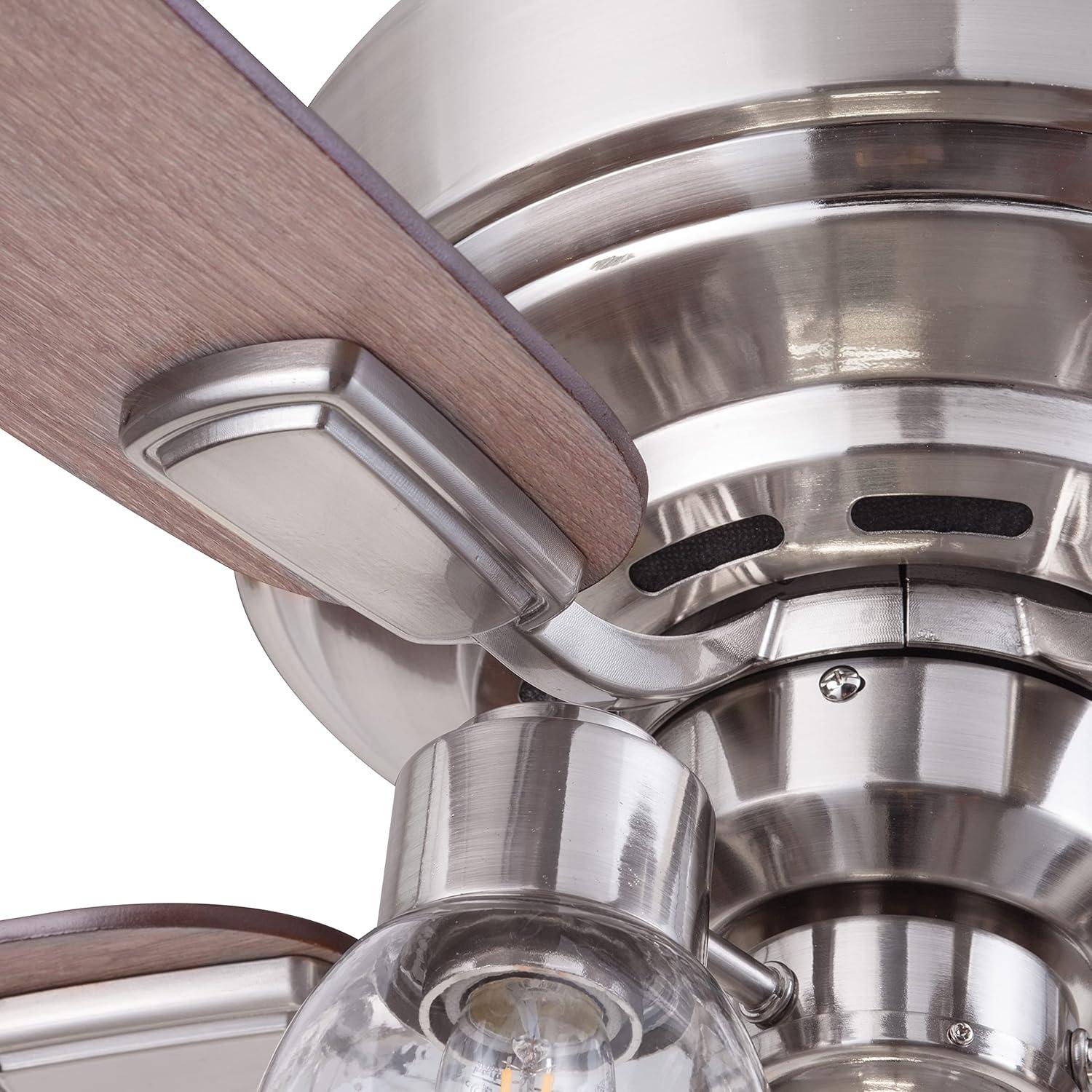 Prominence Home 51669-45 Magonia 52 in. Farmhouse Style Flush Mount LED Ceiling Fan with Light - Brushed Nickel