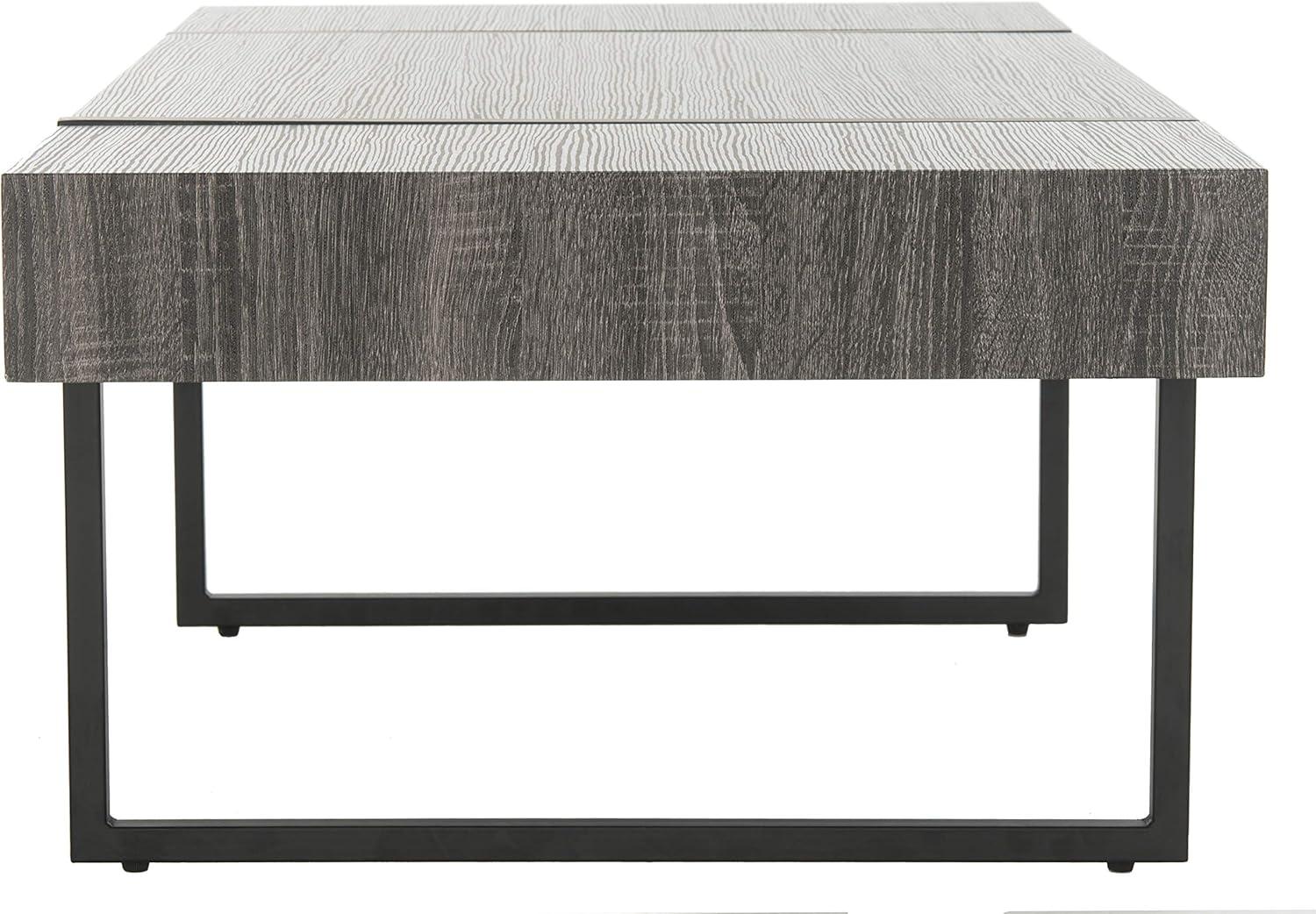 Tristan 43'' Black Wood and Metal Transitional Coffee Table