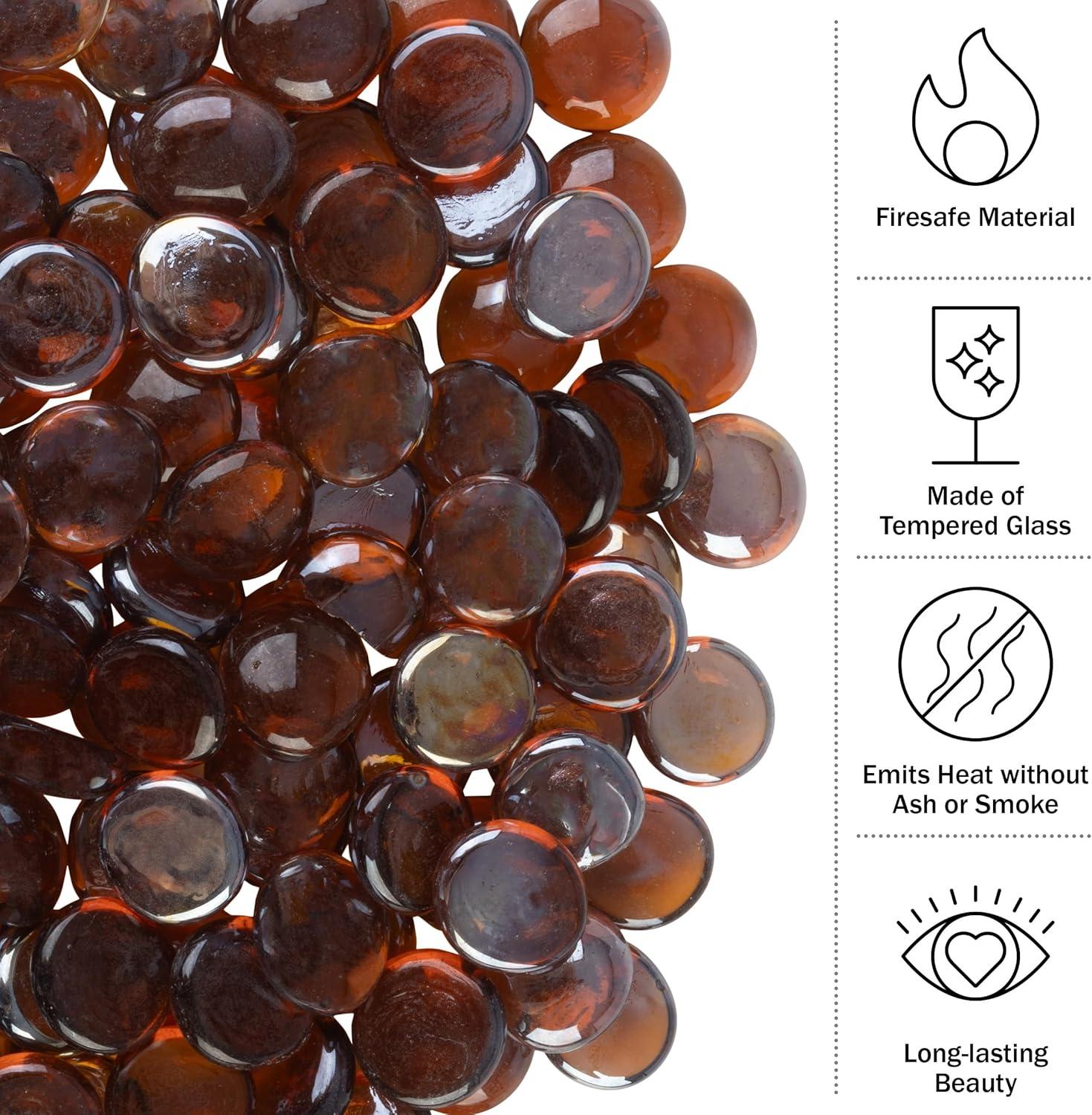 Home-Complete 10.47 lbs  .75" Marbles Fire Glass Amber