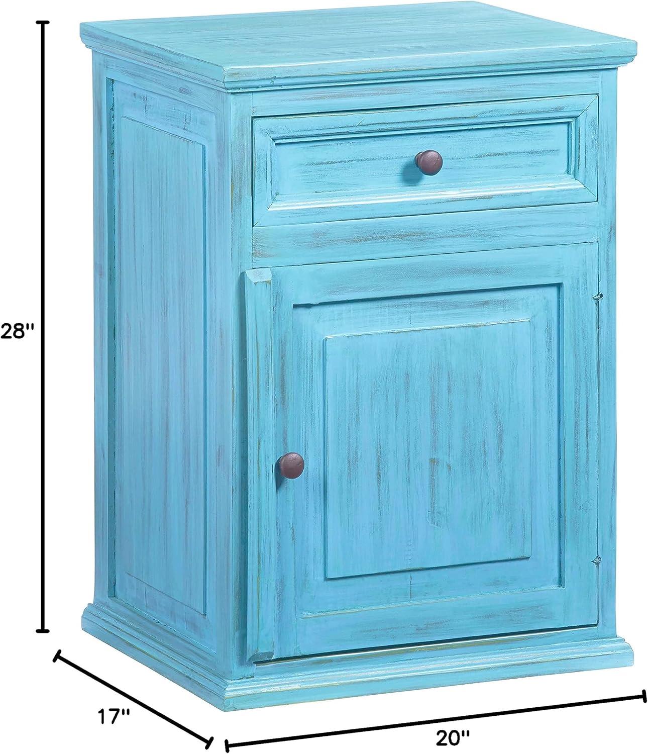 Progressive Furniture Liza Wood Nightstand in Antique Turquoise Blue