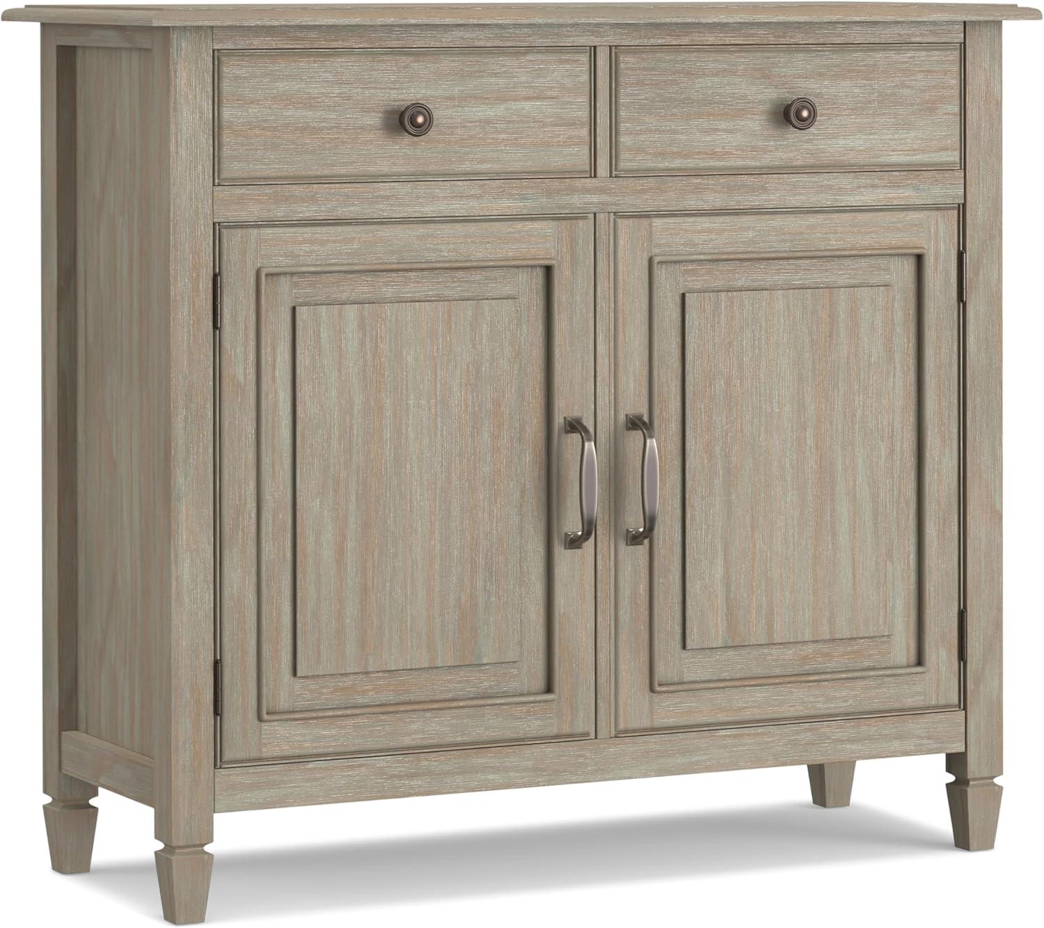 Simpli Home Connaught 40"W Solid Wood 2-Shelf Entryway Storage Cabinet with 2 Storage Drawers