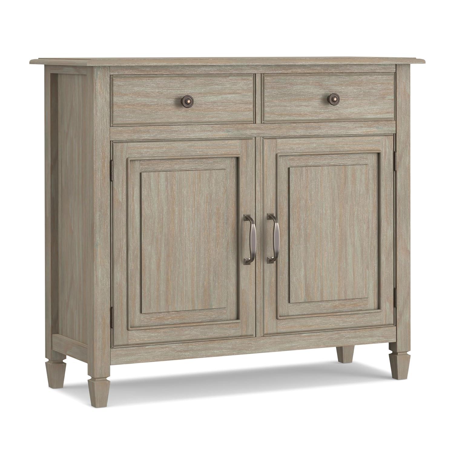 Simpli Home Connaught 40"W Solid Wood 2-Shelf Entryway Storage Cabinet with 2 Storage Drawers