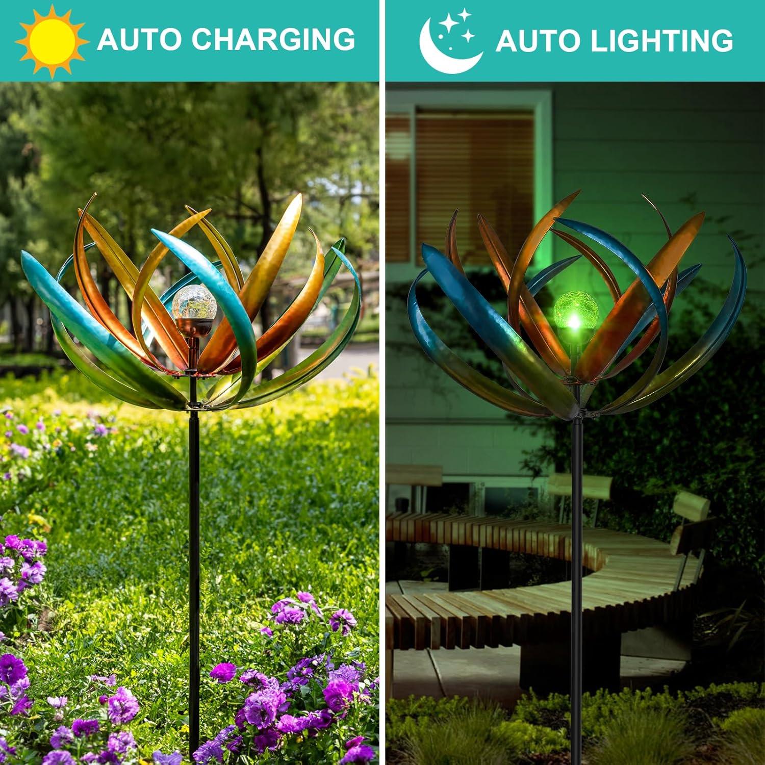 Arlmont & Co. 60.3 Inch 360° Metal Sun Wind Sculptures Outdoor Clearance Kinetic Windmills
