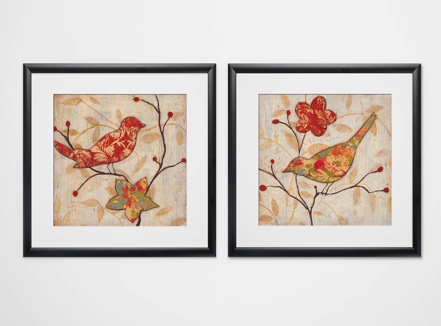 Wexford Home Song Birds -2 Piece Set Art Print, 16X16, Black