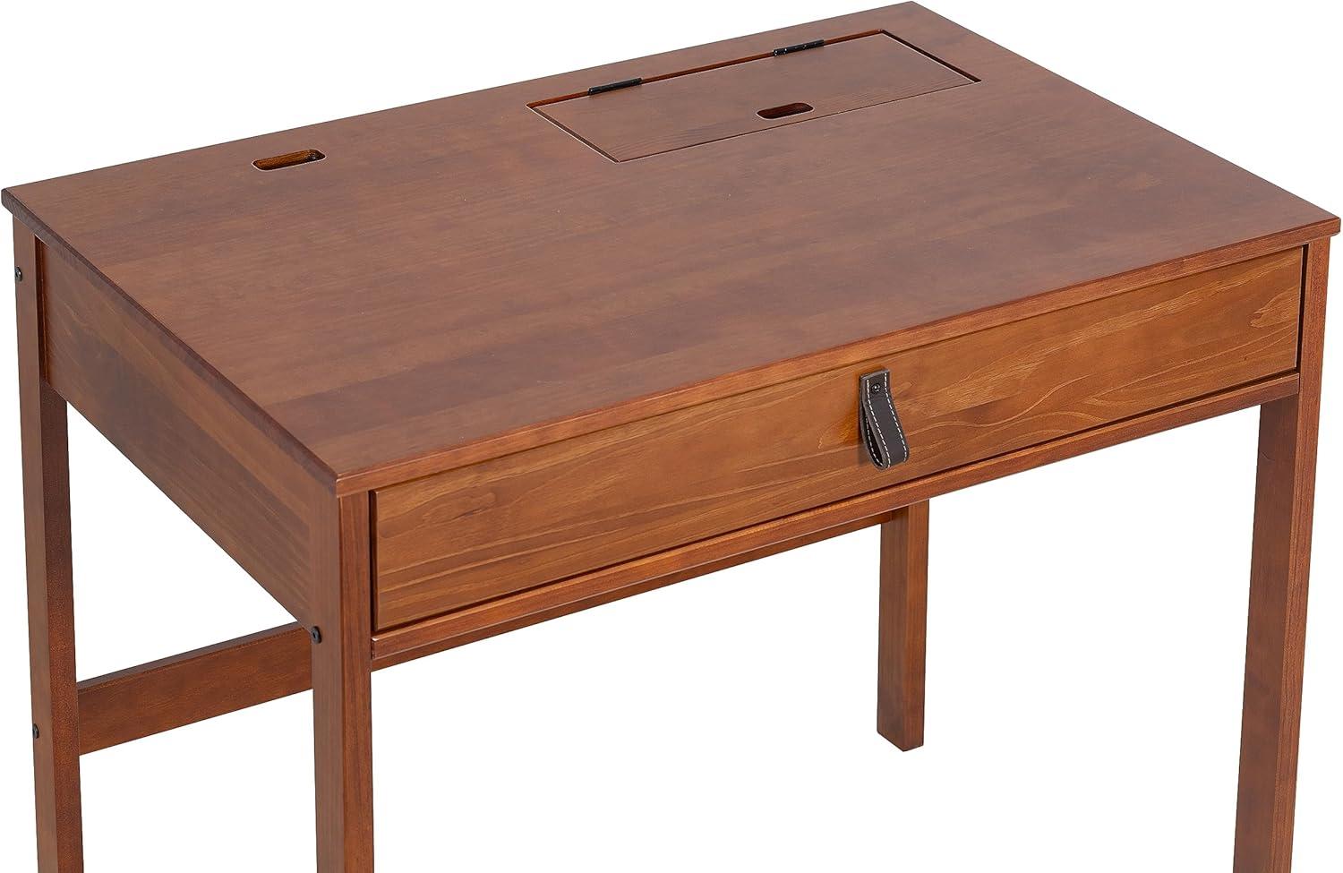 Memomad Bali Modern Home Office Desk with Drawer and Smart Storage for All Ages (35in Width, Caramel Brown Wood)