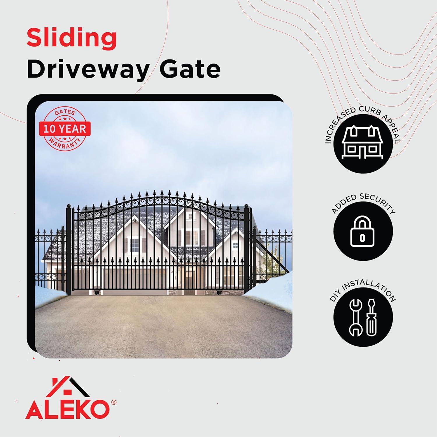 ALEKO Prague Style Ornamental Steel Single Sliding 12' Driveway Gate