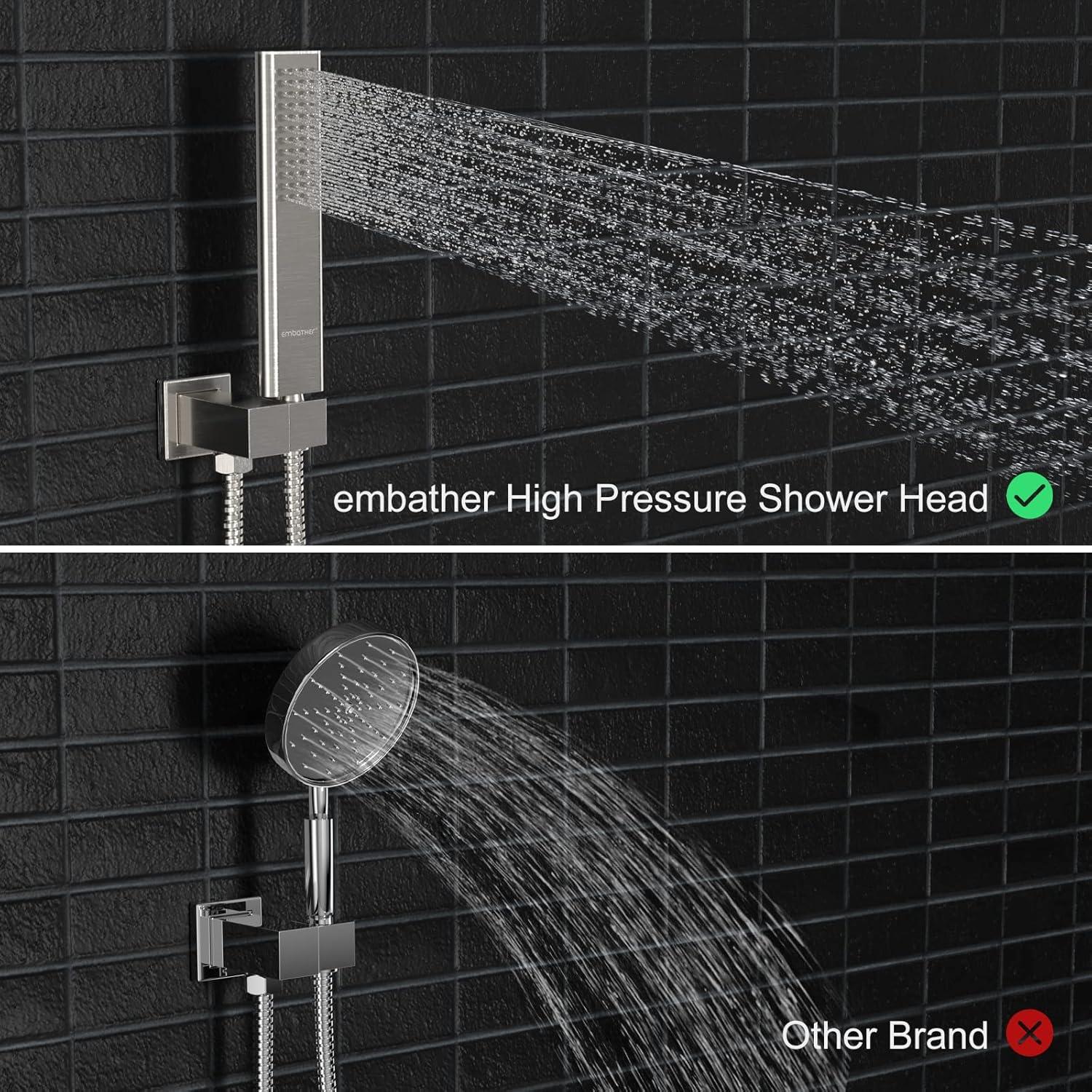 12'' Brushed Nickel Wall Mounted Rain Shower System