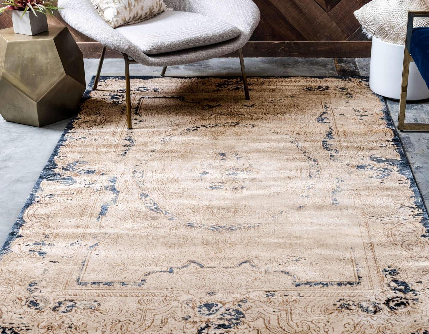 Unique Loom Chateau Collection Area Rug - Adams (5' 1" x 8' Rectangle Cream/Brown)