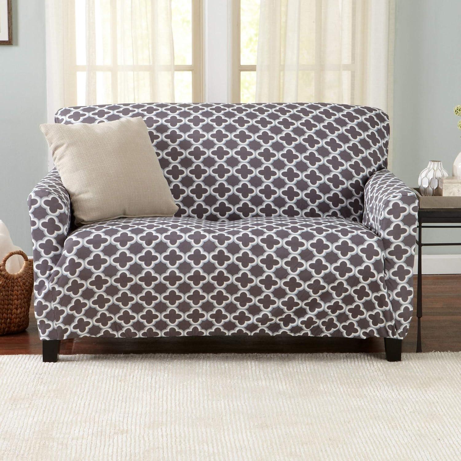 Great Bay Home Stretch Printed Washable Loveseat Slipcover