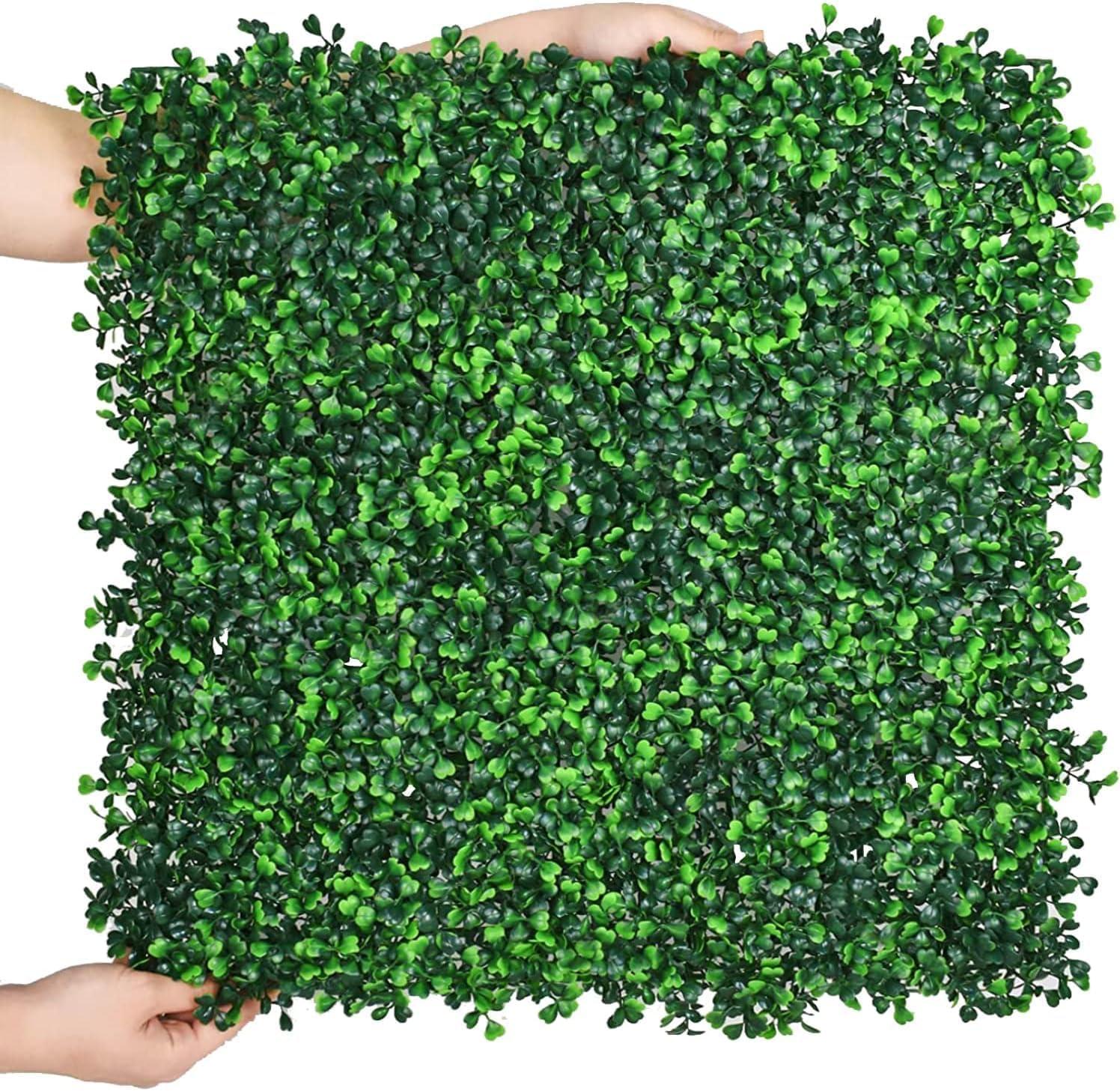 VEVORbrand 24 PCS 20"x20" Artificial Boxwood Panels, Boxwood Hedge Wall Panels, Artificial Grass Backdrop Wall 1.6", Privacy Hedge Screen UV Protected for Outdoor Indoor Garden Fence Backyard