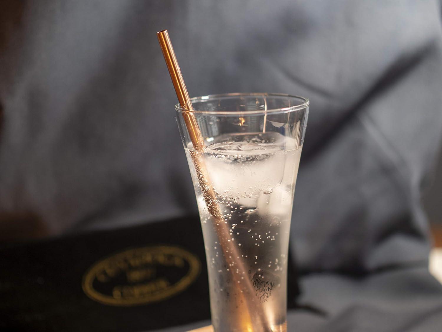 Set of 4 - Engraved Pure Copper Drinking Straws in Black Velvet Bag with Cleaning Brush. Part of the 1897 Collection from Cuyahoga Copper