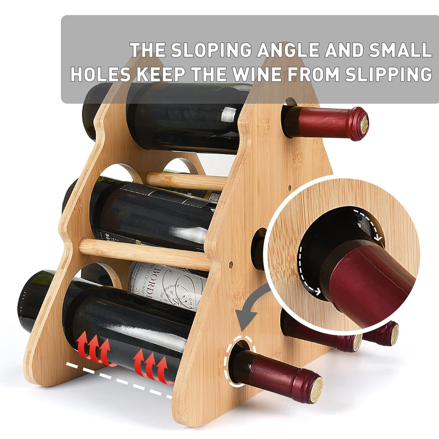 Tirrinia Bamboo Wine Rack, Wine Bottle Holder with Cute Christmas Tree Shape, Wine Rack Freestanding Floor, Wine Racks Countertop for Kitchen Decor, Best Gift for Christmas Decoration & Wine Storage