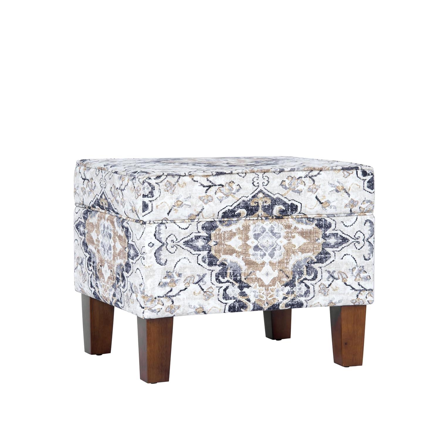 Medium Storage Ottoman Black - HomePop: Hinged Lid, Cotton Upholstery, Hardwood Frame