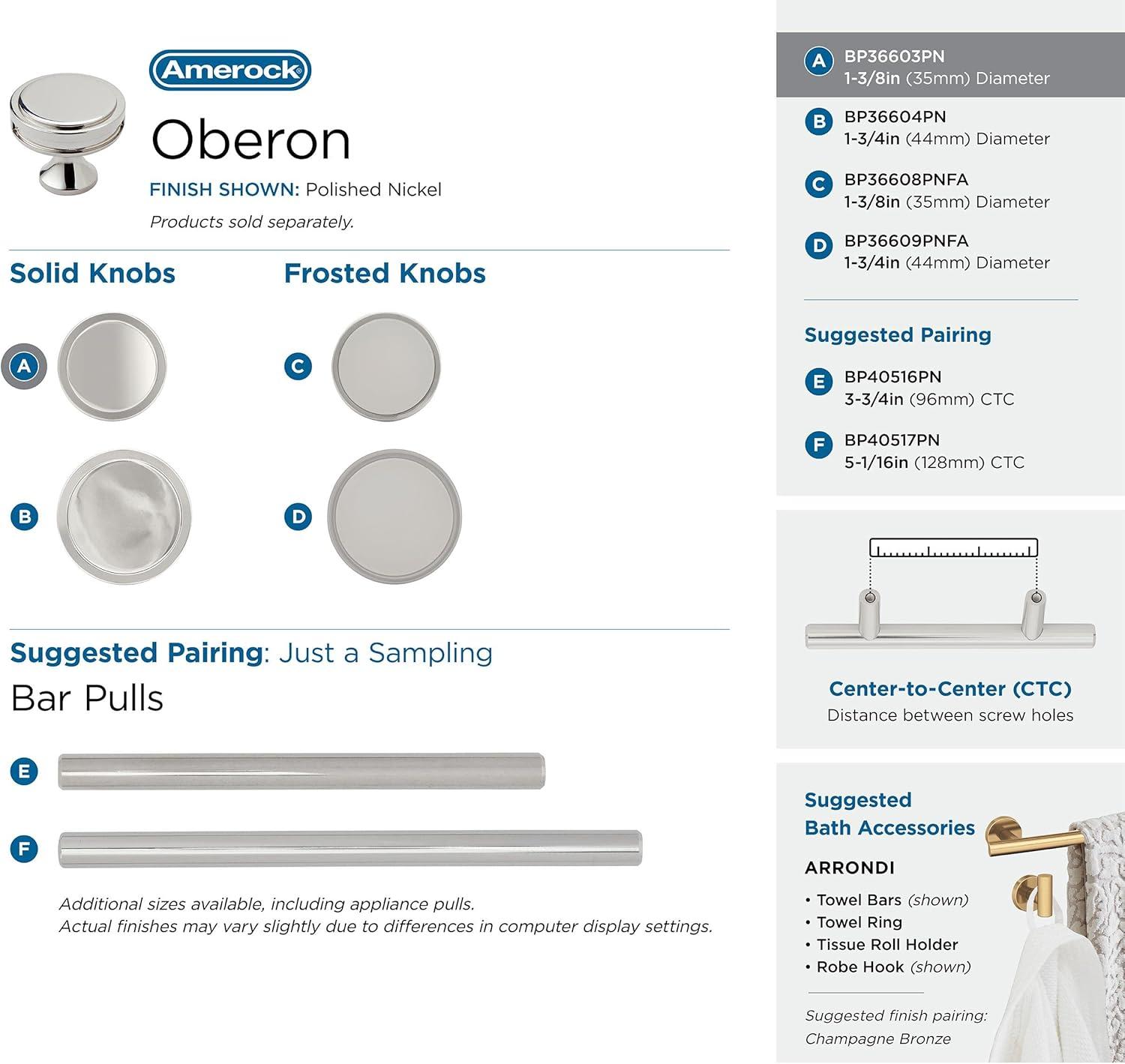 Amerock Oberon Knob for Cabinet or Furniture