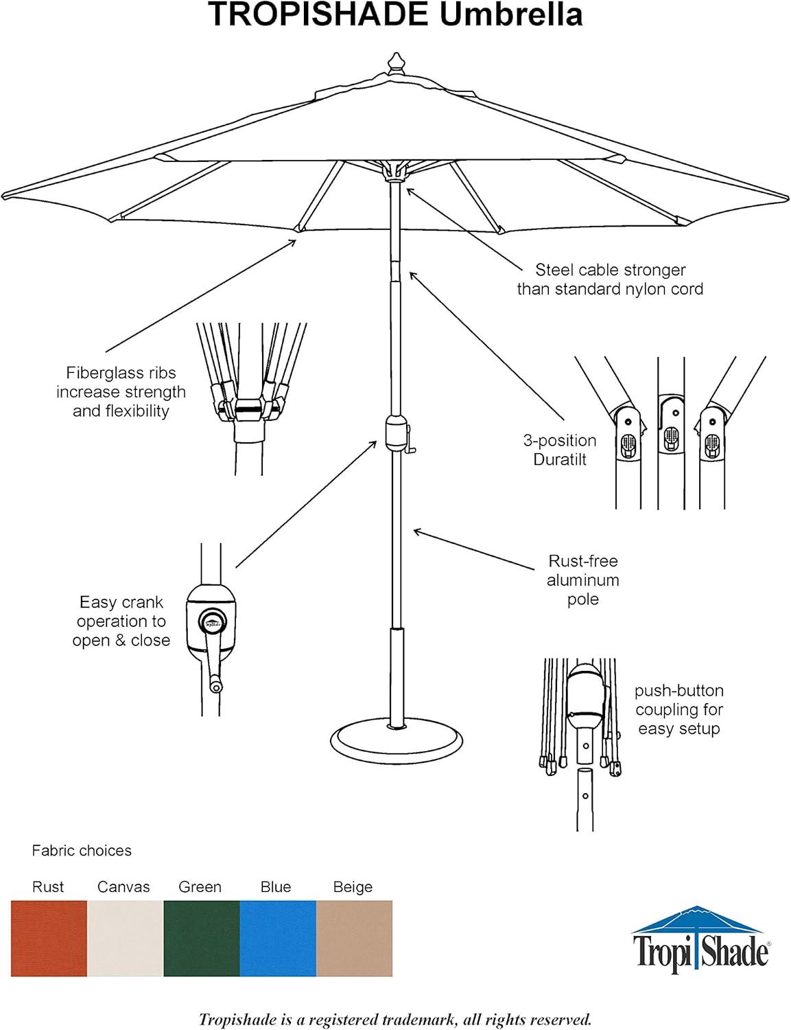 9 ft Royal Blue Round Market Umbrella with Aluminum Pole