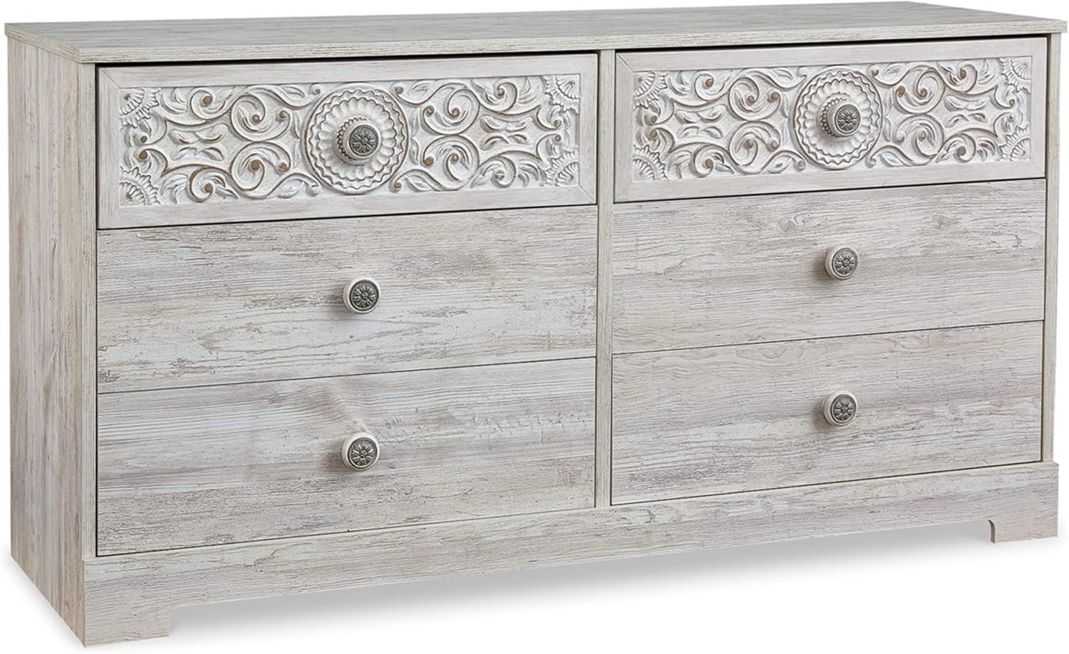 Signature Design by Ashley Casual Paxberry 6 Drawer Dresser, Whitewash