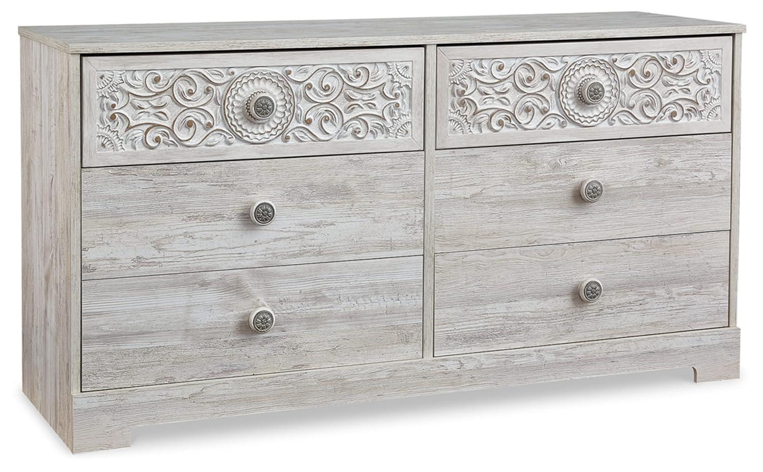 Signature Design by Ashley Casual Paxberry 6 Drawer Dresser, Whitewash