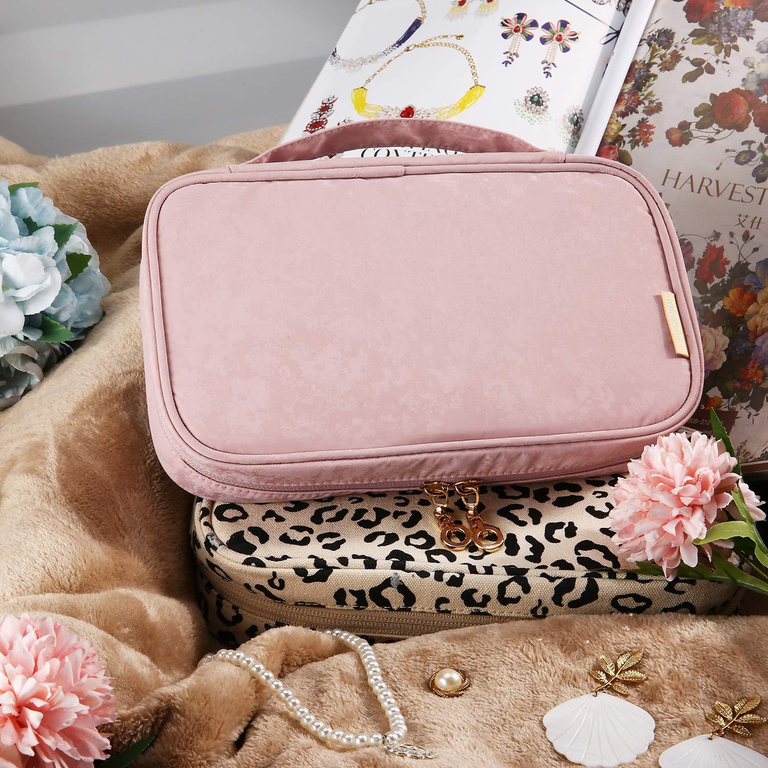 Jewelry Organizer Case Travel Jewelry Storage Bag for Necklace, Earrings, Rings, Bracelet, Soft Pink