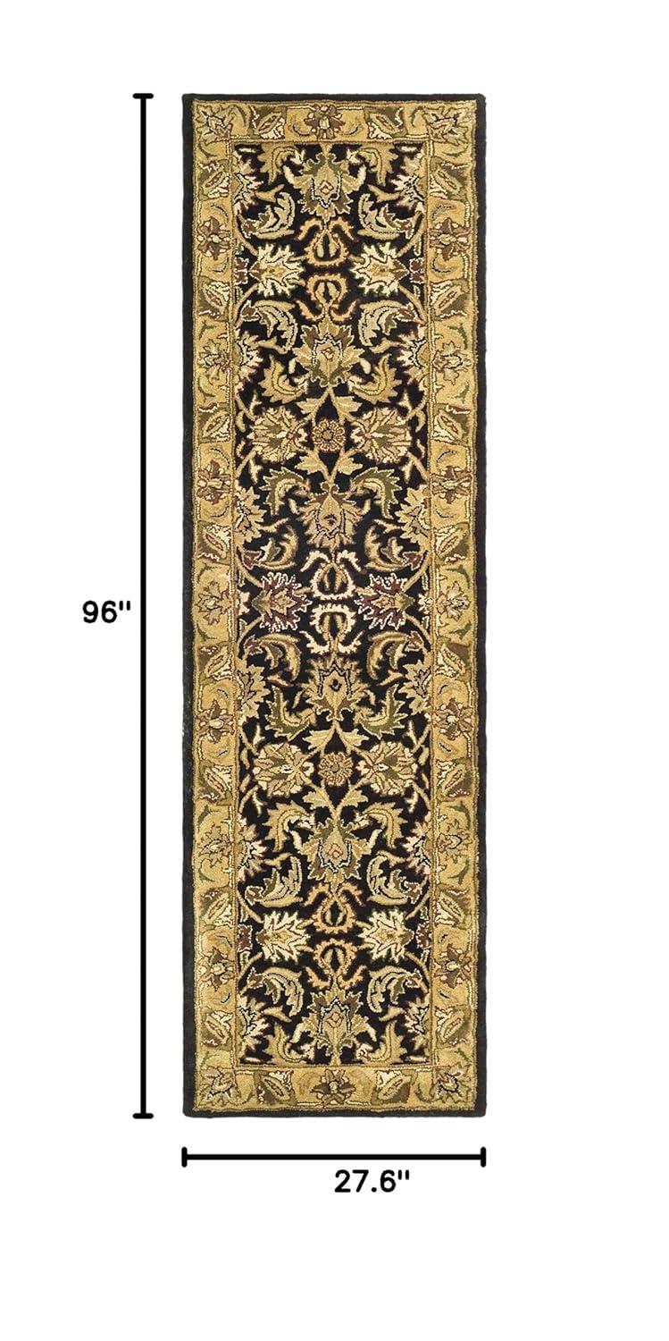 Classic CL252 Hand Tufted Runner Rug - Black/Gold - 2'3"x8' - Safavieh.