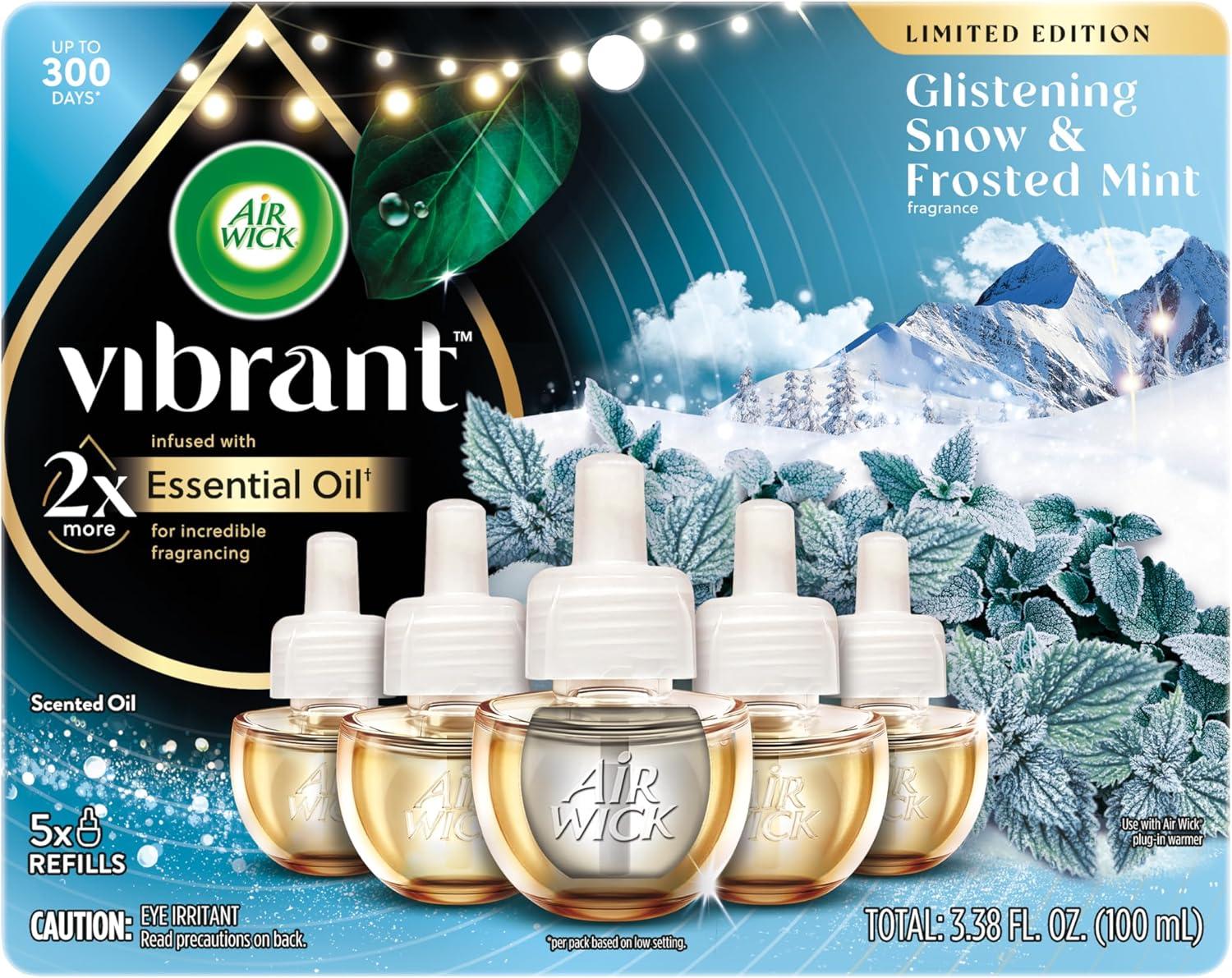 AIR WICK Scented Oil - Vibrant Refill Glistening Snow & Frosted Mint 5CT