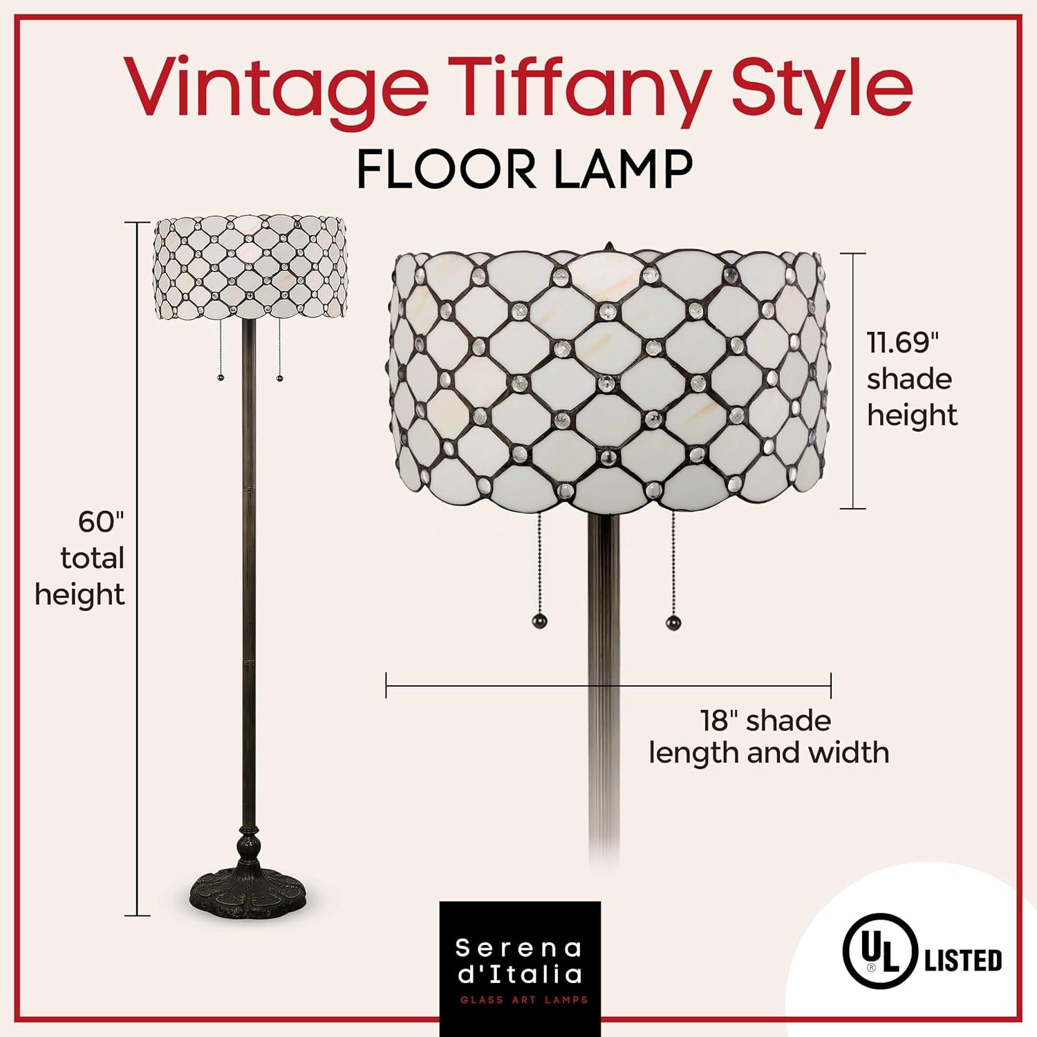 Serena d'italia Contemporary Tiffany 2 light Striped 60 in. Bronze Floor Lamp
