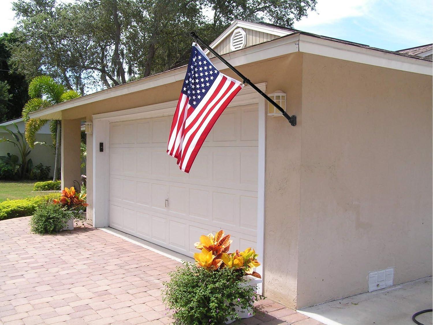 6FT Flag Pole Kit,Stainless Steel Heavy Duty Black American US Flagpole, Rustproof for Outdoor Garden Roof Walls Yard (Without Bracket)