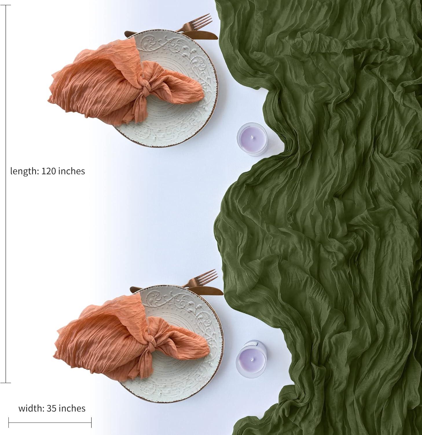 Mint Green Cheesecloth Table Runner 6 Pack 35" Boho Gauze Runner 120 inches Long Tablecloth Runner Rustic Sheer Fabric Bulk for Baby Shower Wedding Bridal Birthday Party Table Decorations