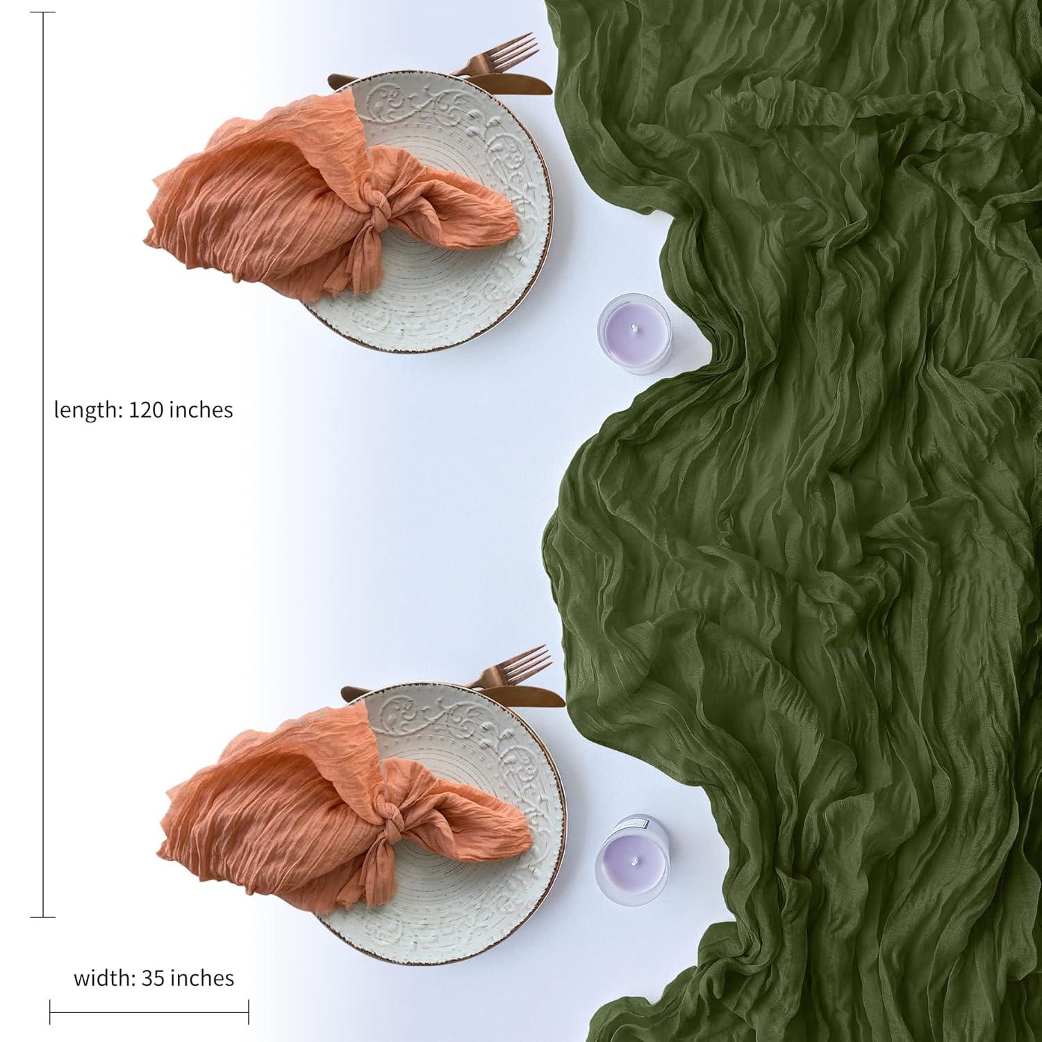 Mint Green Cheesecloth Table Runner 6 Pack 35" Boho Gauze Runner 120 inches Long Tablecloth Runner Rustic Sheer Fabric Bulk for Baby Shower Wedding Bridal Birthday Party Table Decorations