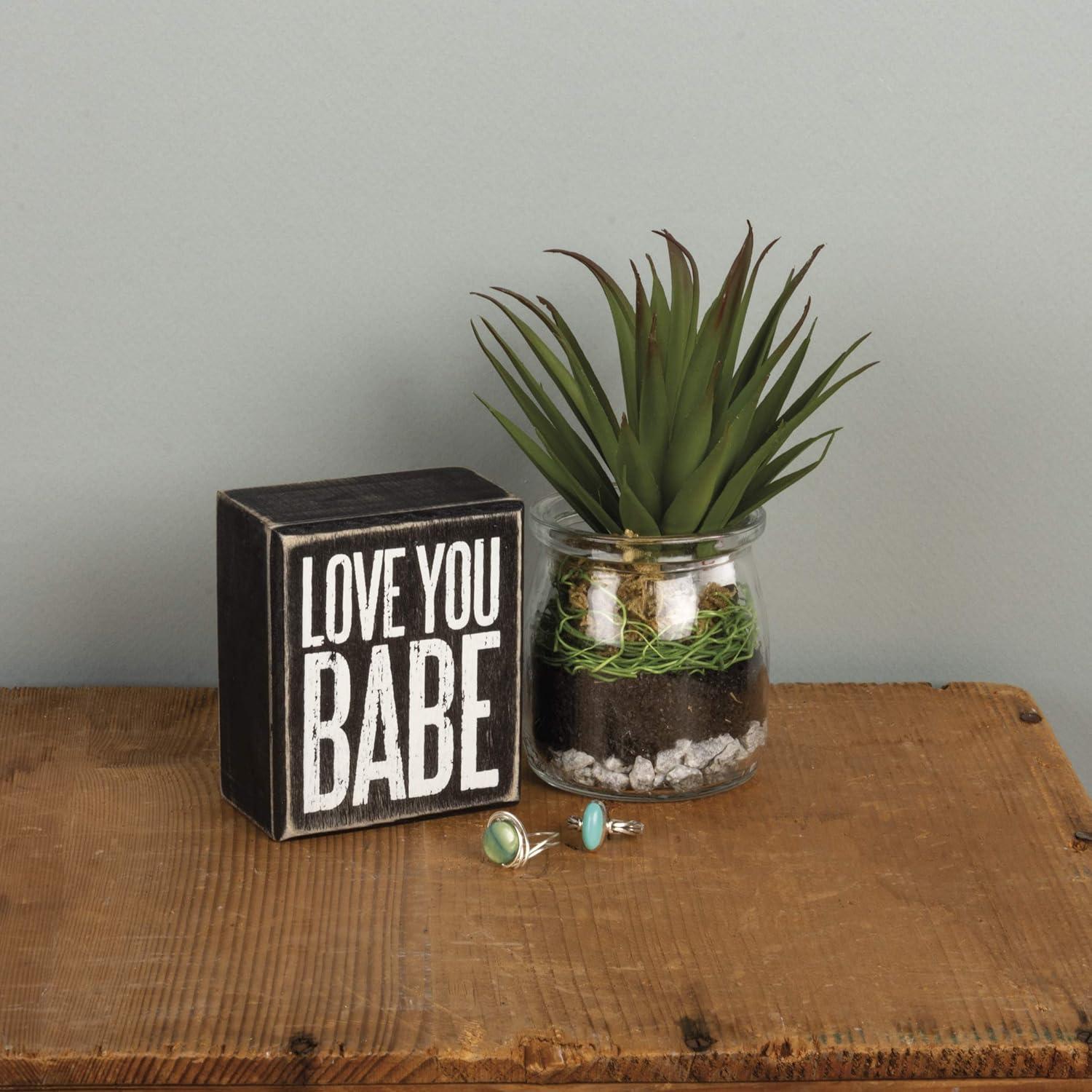 Primitives by Kathy Box Sign, 3 by 3.5-Inch, Love You Babe