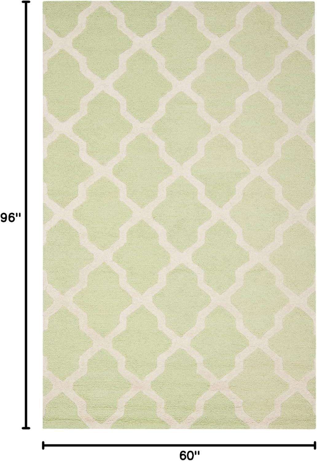 SAFAVIEH Cambridge Liam Geometric Wool Area Rug, Light Green/Ivory, 5' x 8'
