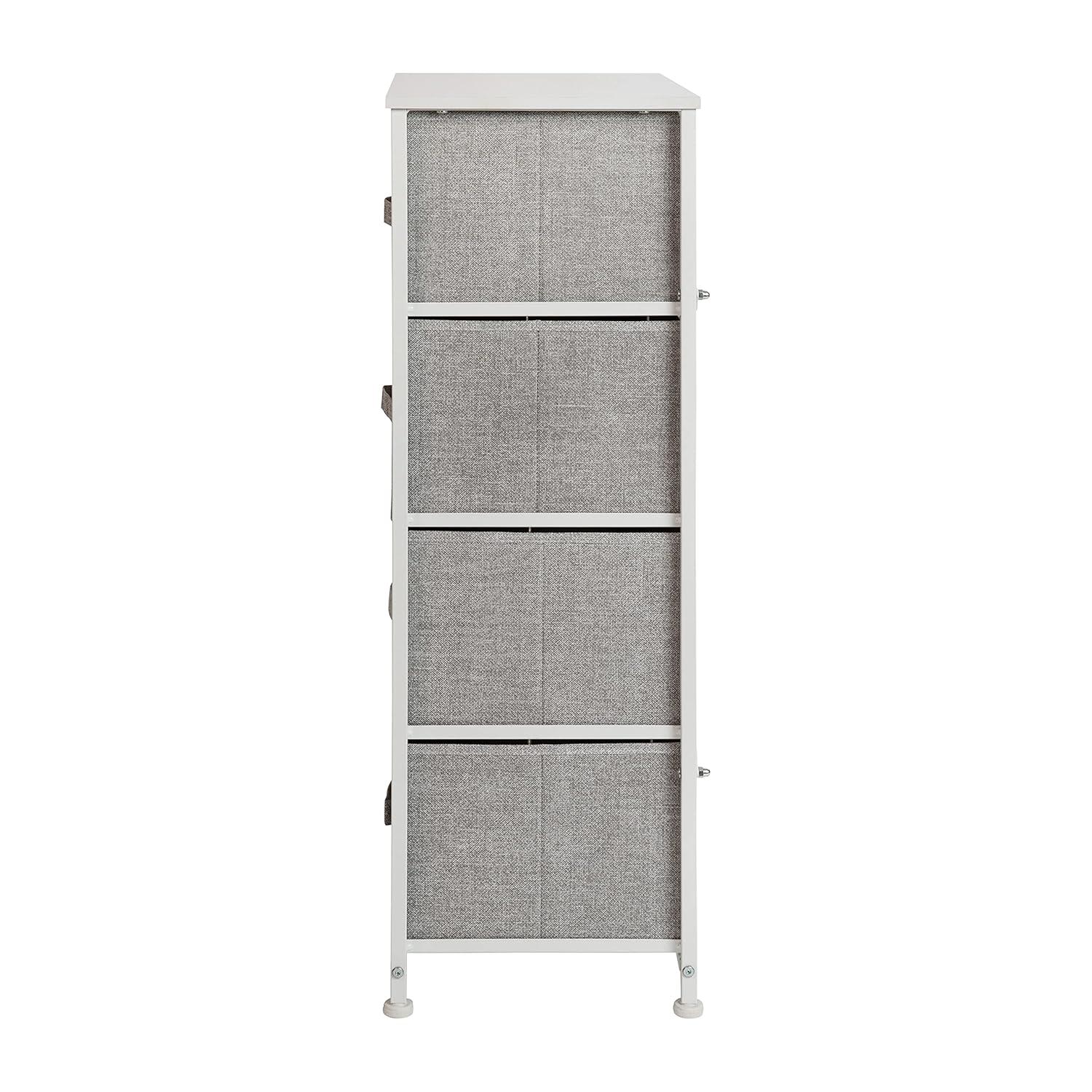Malone 4 Drawer Vertical Storage Dresser with Wood Top & Fabric Pull Drawers