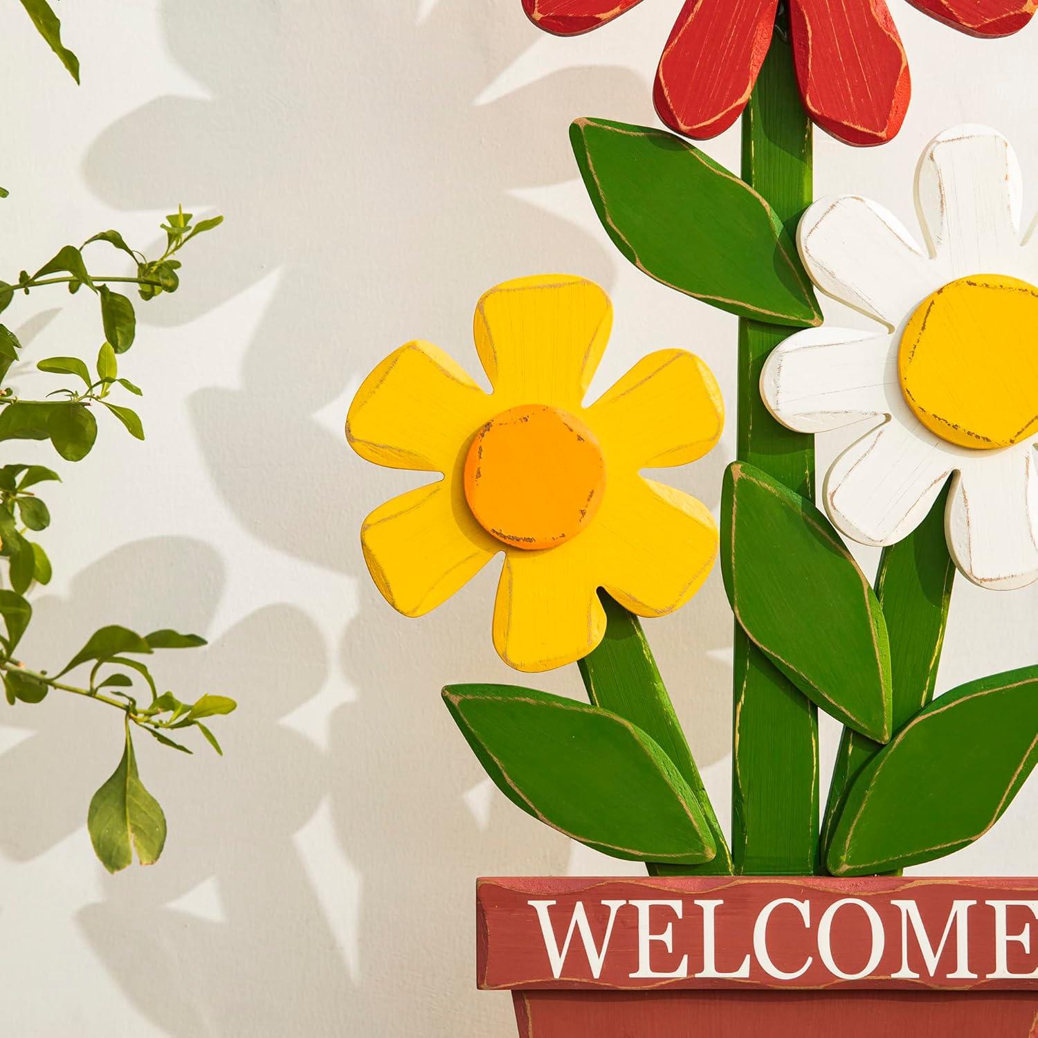 30-Inch Multicolor Wood Outdoor Welcome Porch Sign