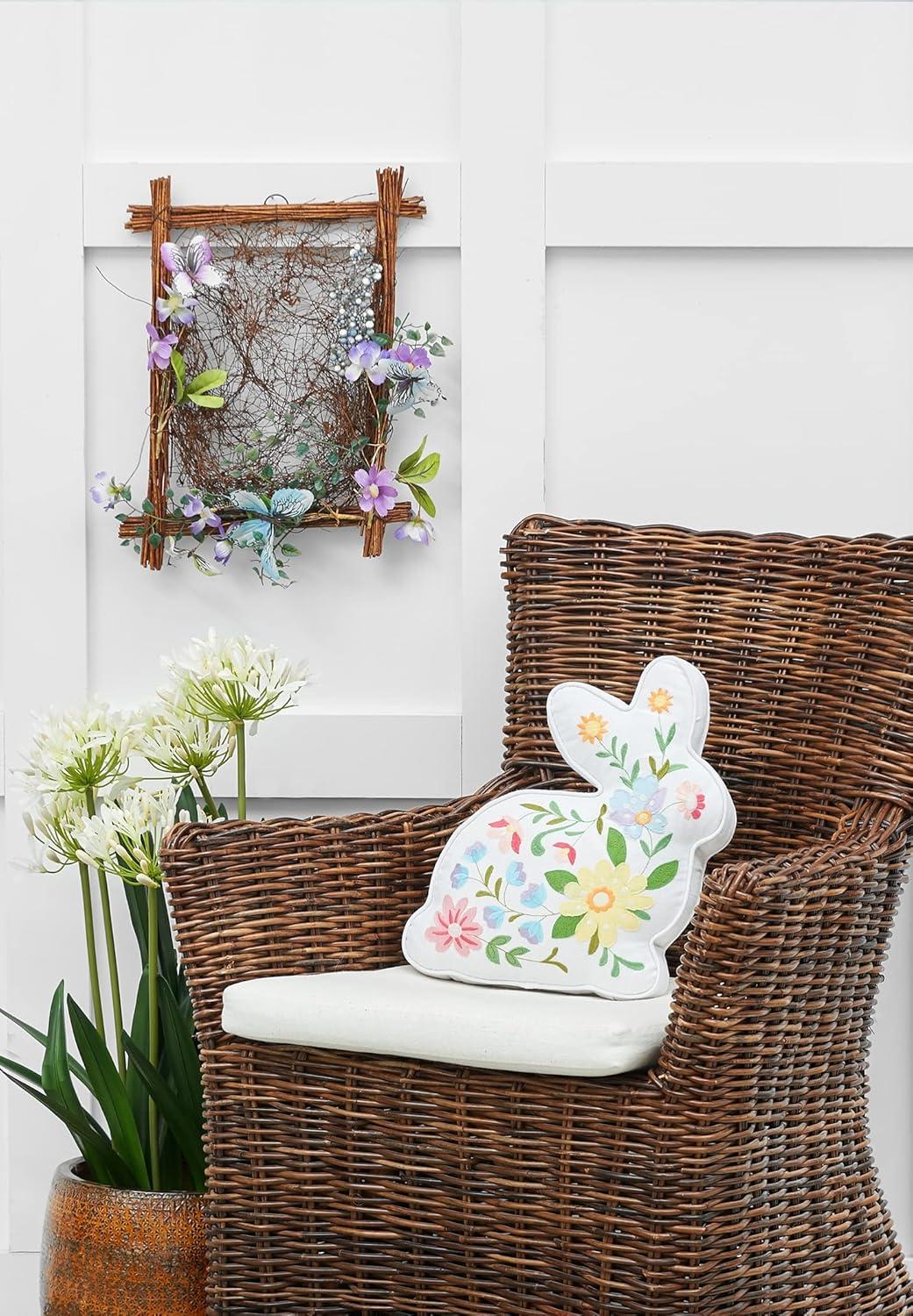 C&F Home 14" Floral Easter Bunny Spring Shaped Throw Pillow