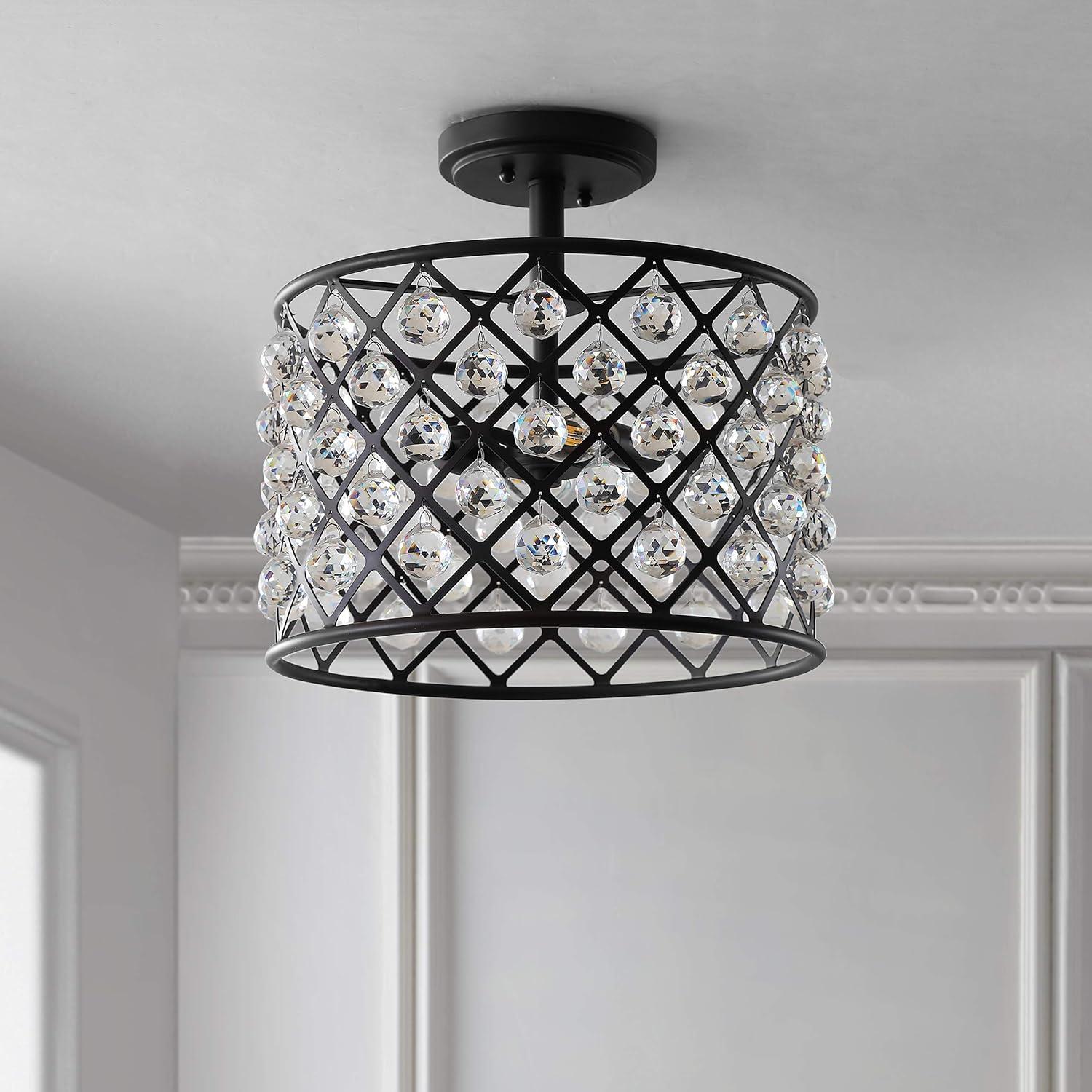 Gabrielle 14.5" Oil Rubbed Bronze Crystal LED Semi-Flush Pendant