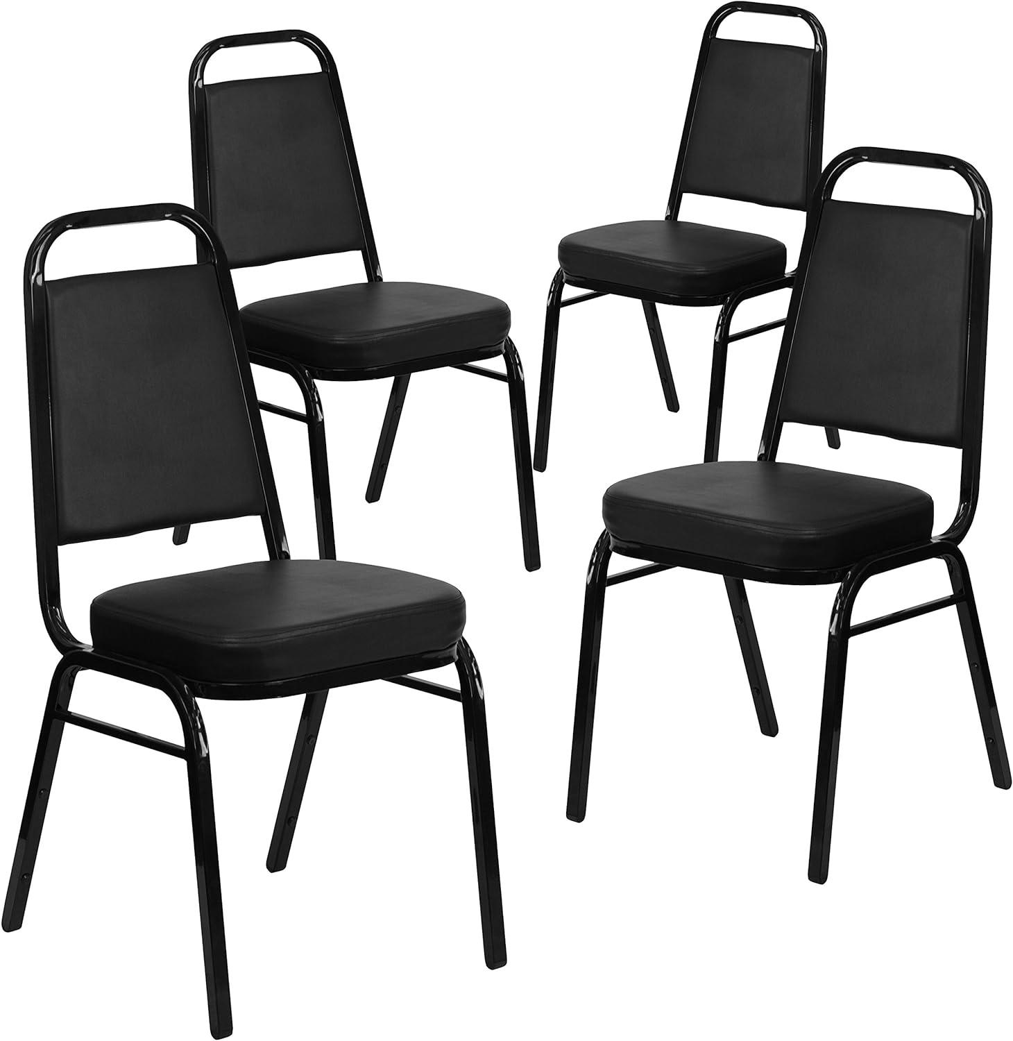 Hercules Series 20.25" Armless Stacking Banquet Chair in Black Vinyl