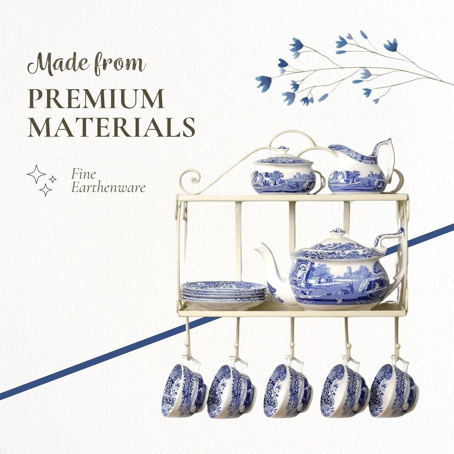 Spode Spode Blue Italian Hexagonal Vase 10.5"