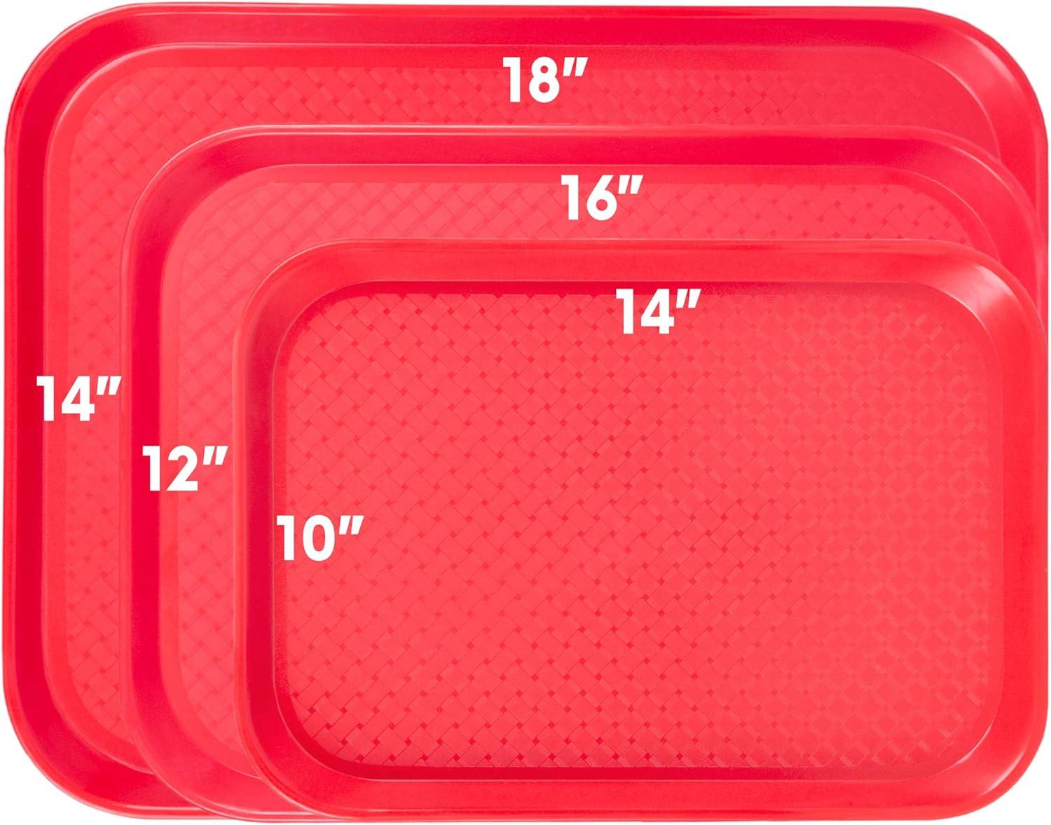Fast Food Cafeteria Tray | 10 x 14 Rectangular Textured Plastic Food Serving TV Tray | School Lunch, Diner, & Commercial Kitchen Restaurant Equipment (Blue)