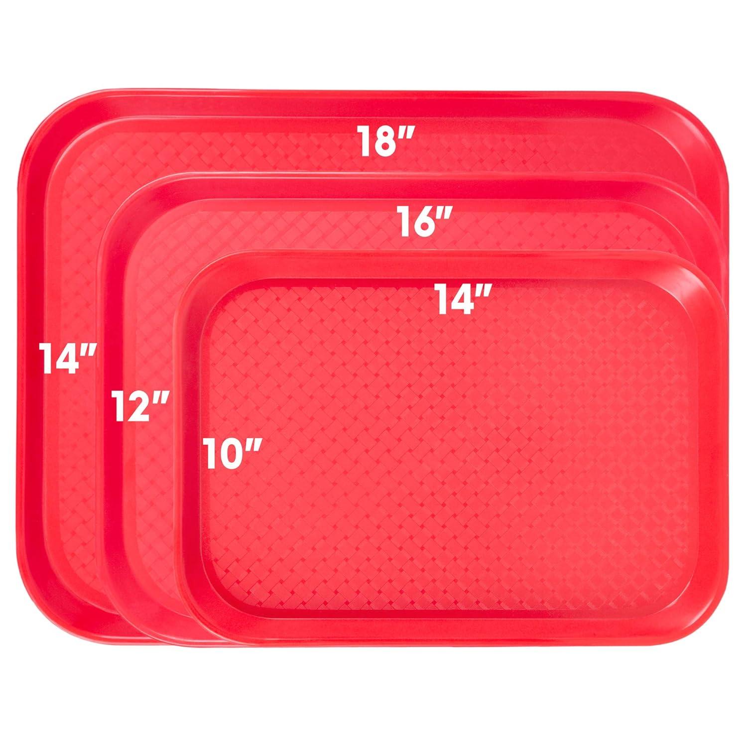 Fast Food Cafeteria Tray | 10 x 14 Rectangular Textured Plastic Food Serving TV Tray | School Lunch, Diner, & Commercial Kitchen Restaurant Equipment (Blue)