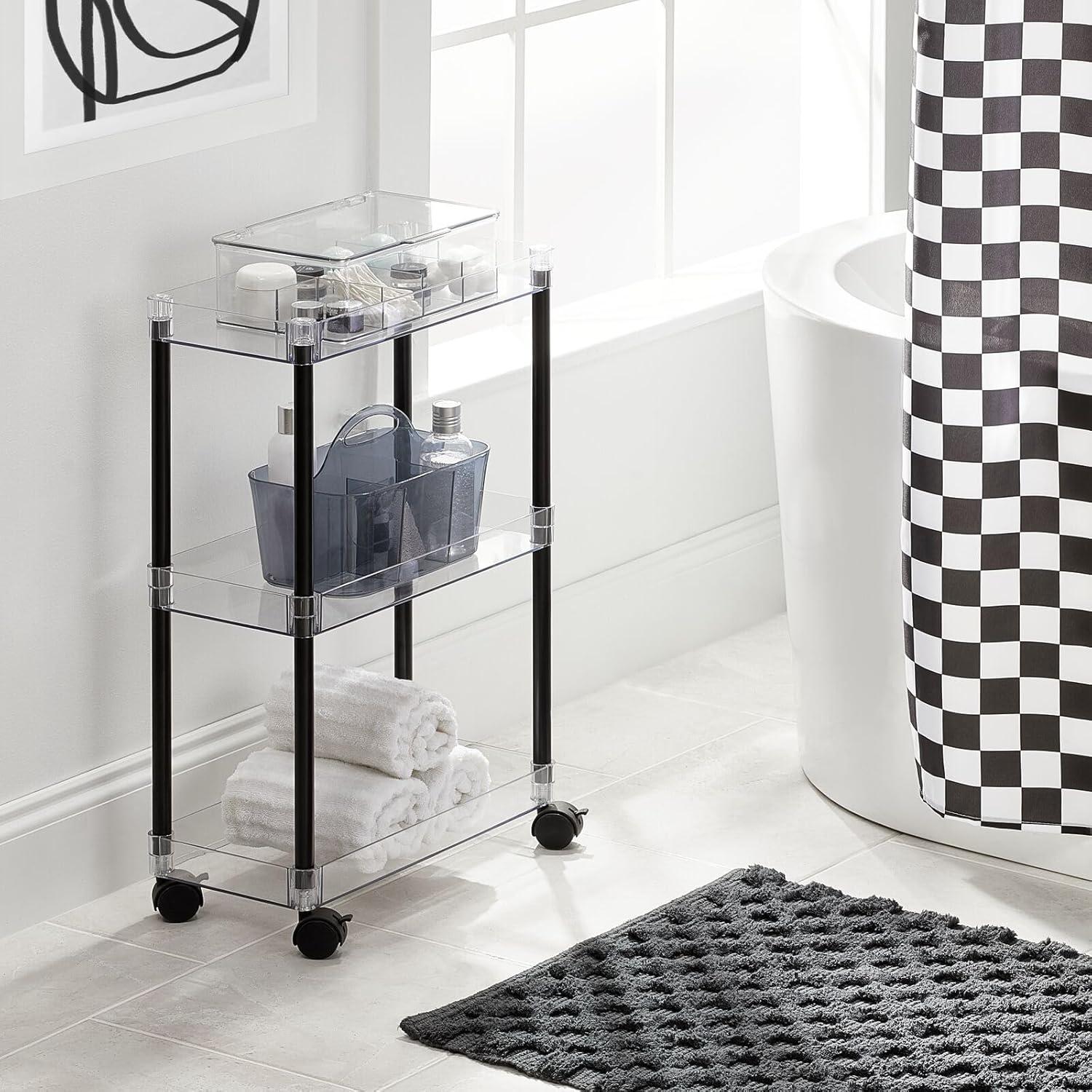 mDesign Slim 3-Tier Portable Household Rolling Cart with Wheels