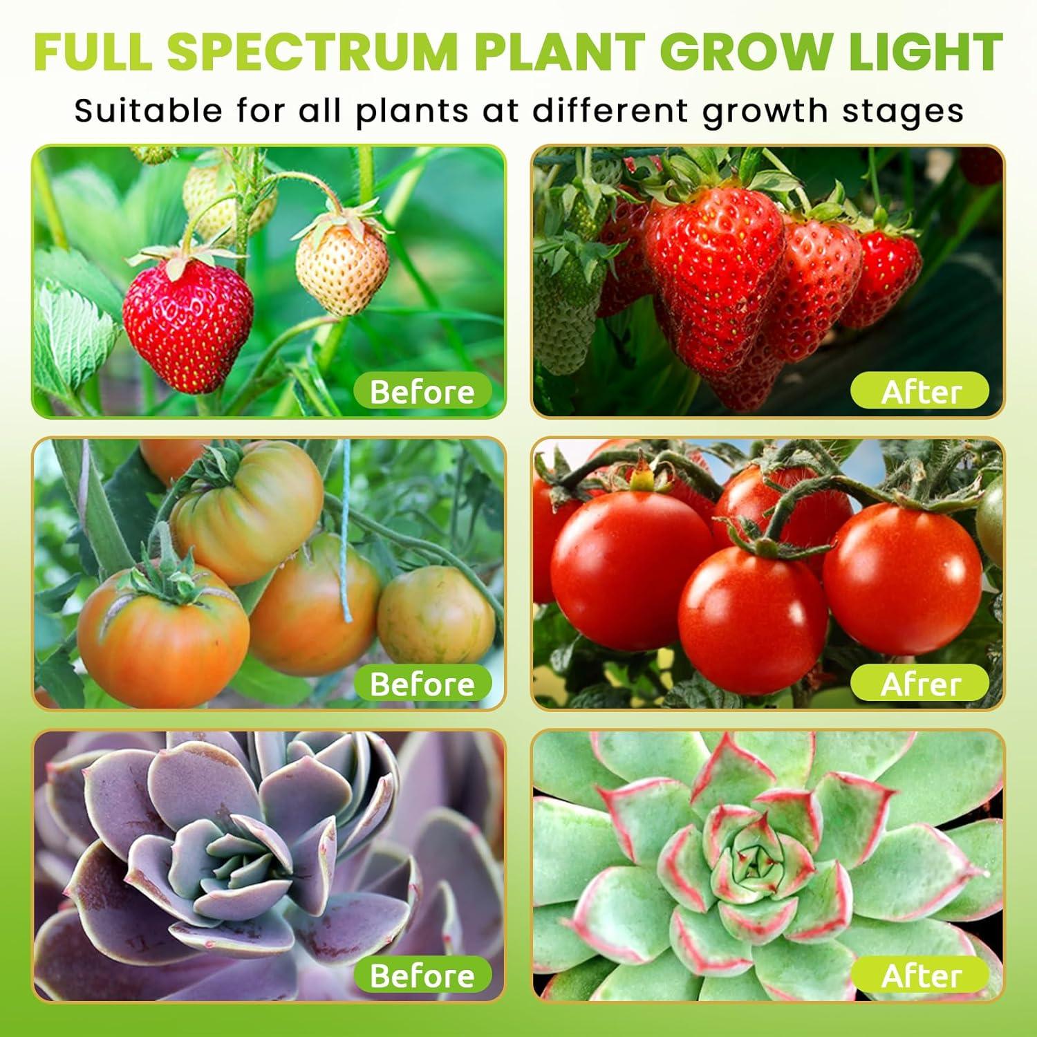 bseah Grow Light Plant Lights for Indoor Plants, Clip-On Full Spectrum Plant Grow Lights, Auto ON & Off Timer 3/9/12H, Dimmable Brightness & 3 Light Modes