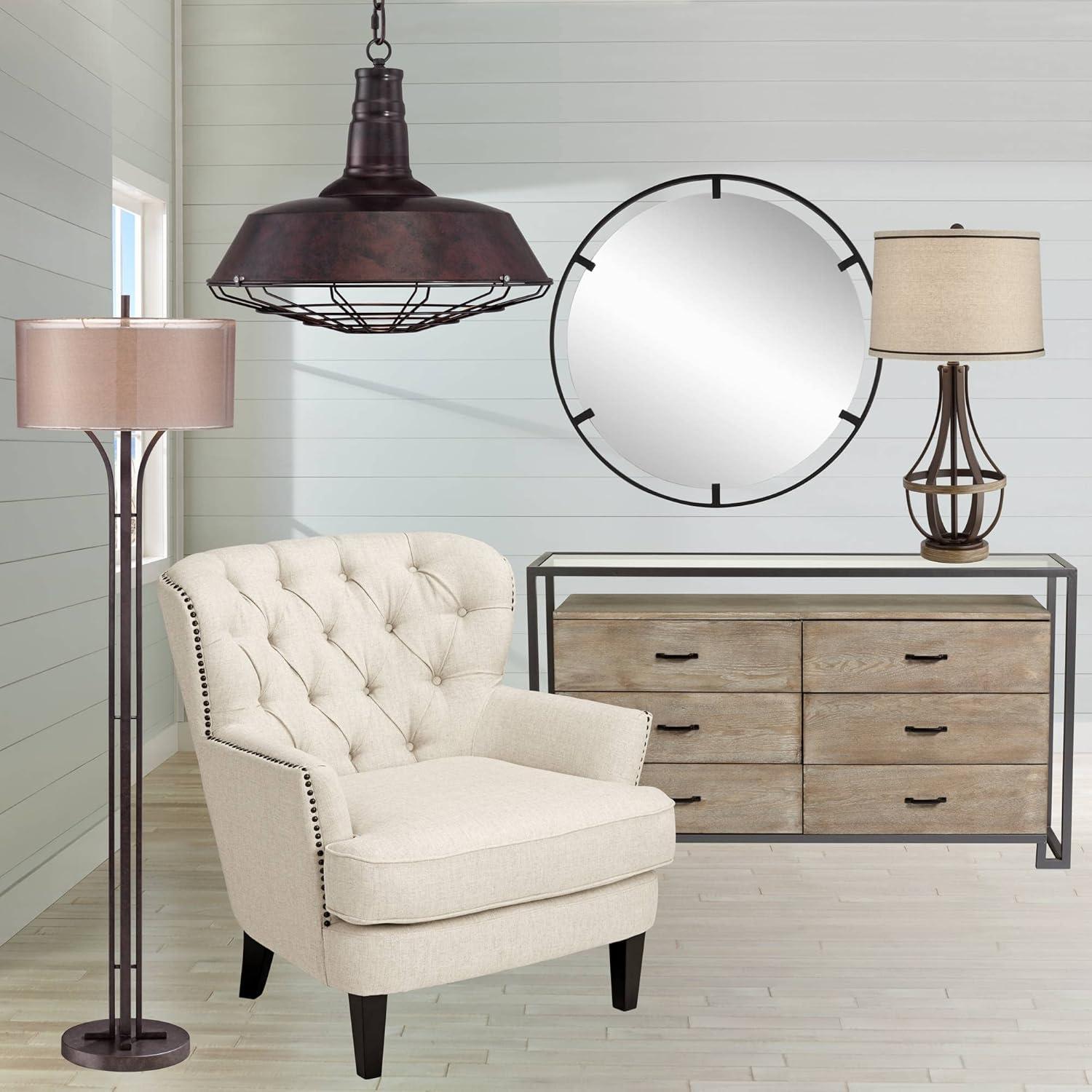 Franklin Iron Works Tiedra Rust Bronze Pendant Light 18 1/4" Wide Farmhouse Industrial Rustic Cage for Dining Room House Foyer Kitchen Island Entryway