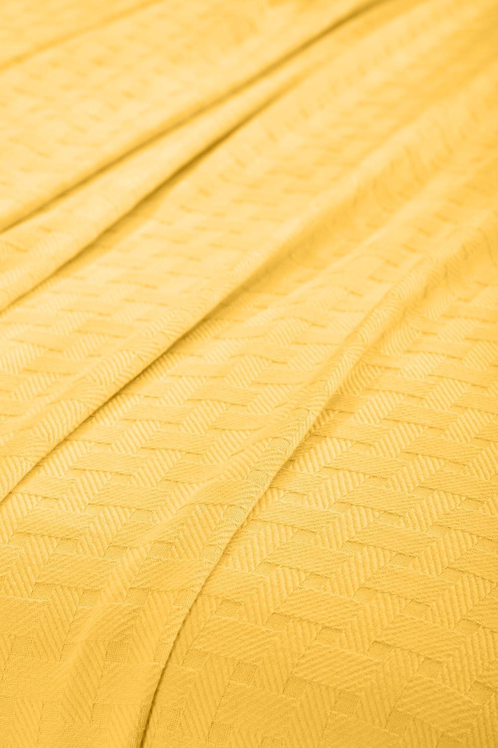 Superior Basketweave All-Season Cotton Blanket, King, Gold