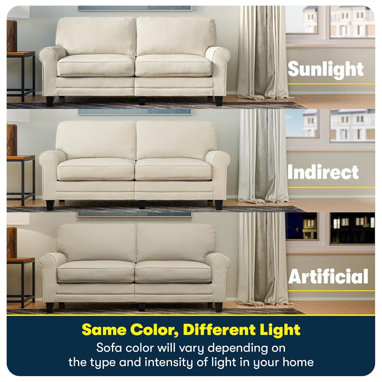 Serta Copenhagen 78" Rolled Arm Sofa, Easy Care Fabric, Soft Pillow Back, Pocket Coil Seat Cushions