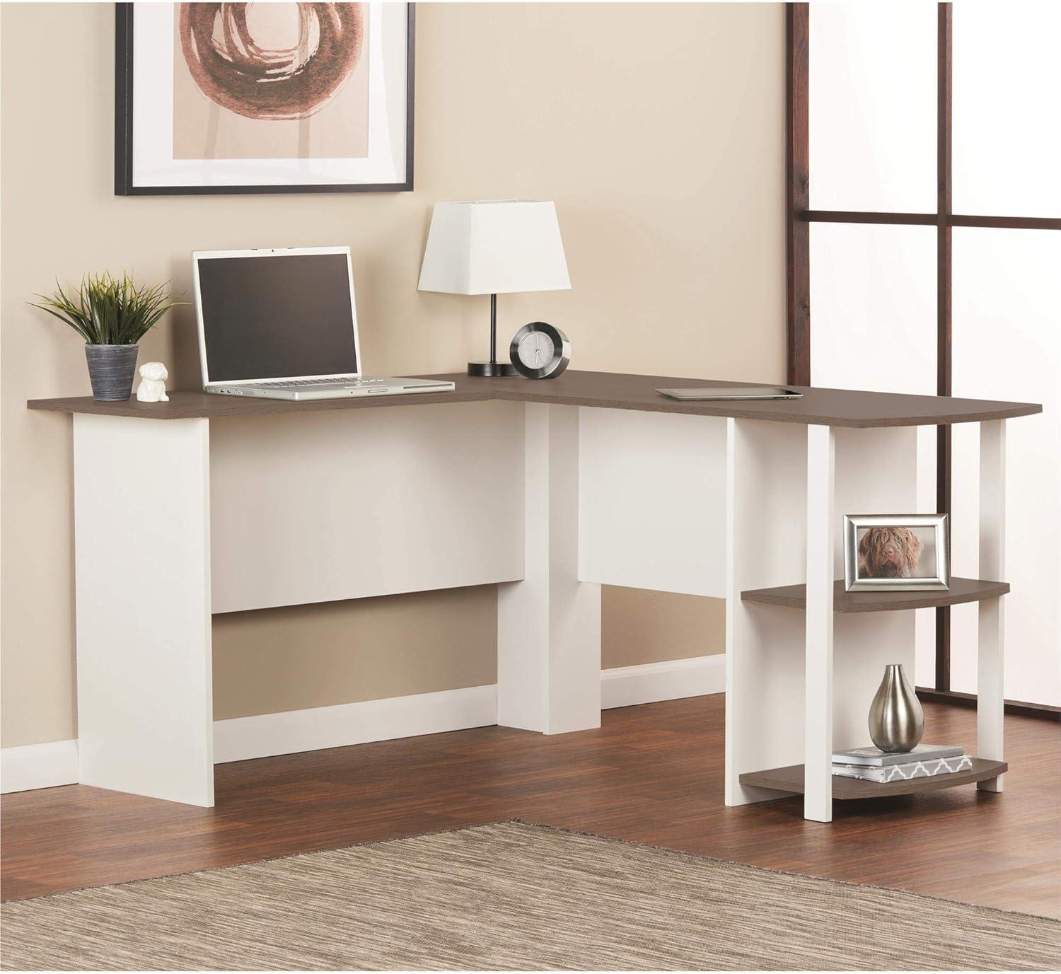 Ameriwood Home Dominic L Desk with Bookshelves, White