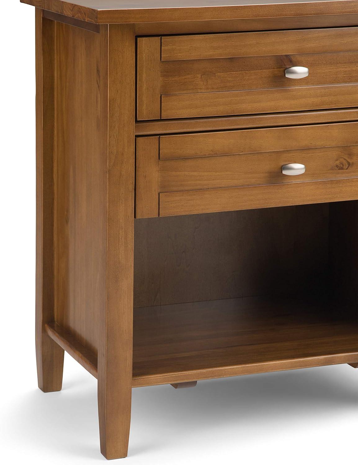Simpli Home Warm Shaker 24"W Solid Wood Bedside Table with Two Drawers