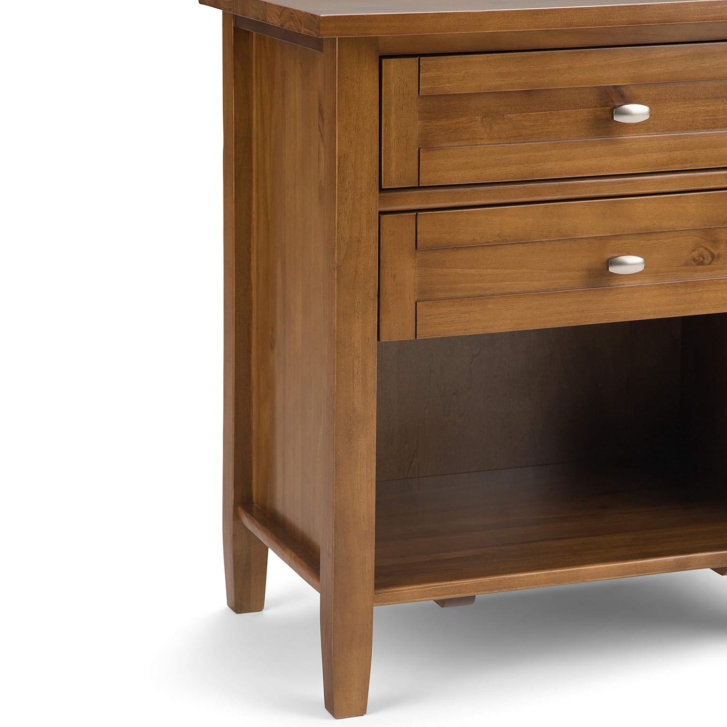 Simpli Home Warm Shaker 24"W Solid Wood Bedside Table with Two Drawers