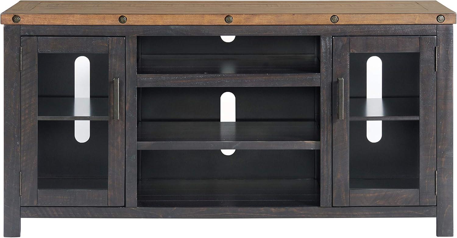 Bolton Industrial Black 65" TV Stand with Cabinet and Fireplace