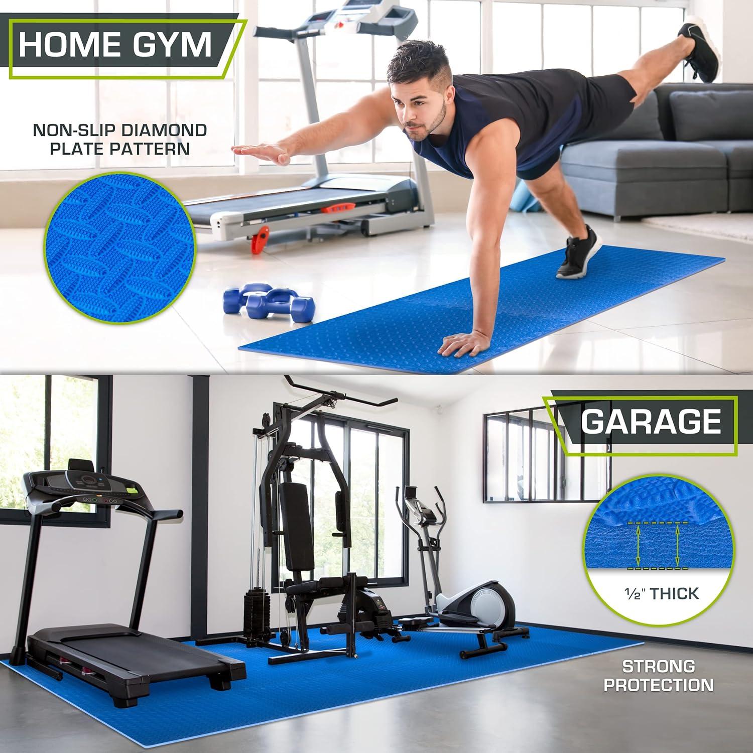 Exercise Puzzle Mat 1/2-in, Blue, 144 Sq Ft - 36 Tiles