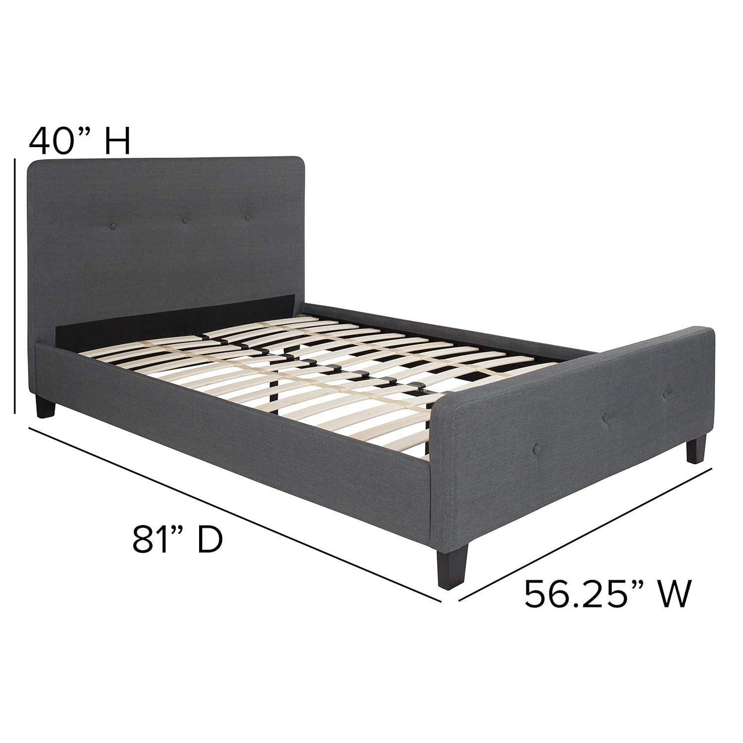 Flash Furniture Tribeca Full Size Tufted Upholstered Platform Bed in Dark Gray Fabric