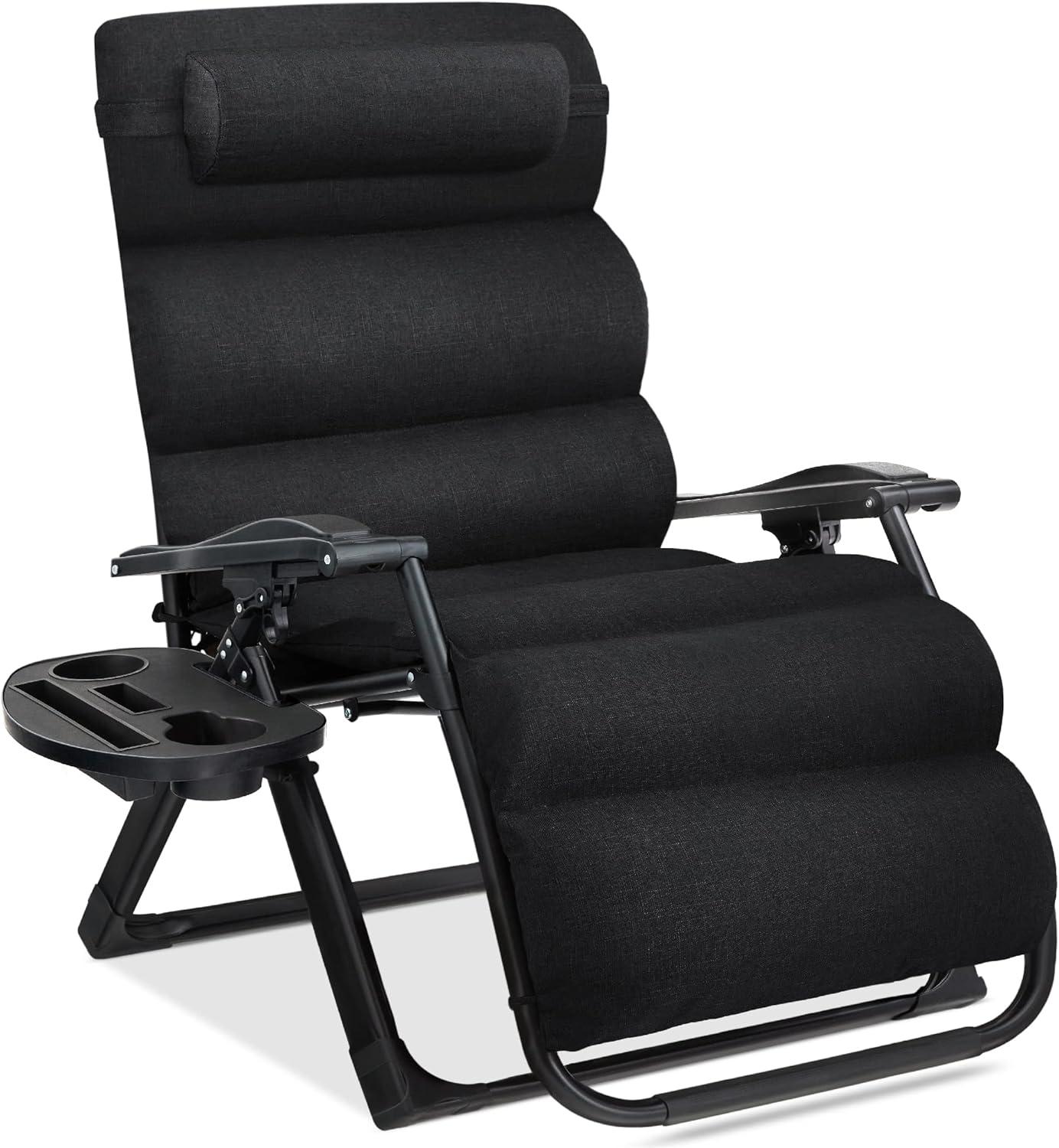 Oversized Zero Gravity Chair, Folding Outdoor Recliner W/ Removable Cushion